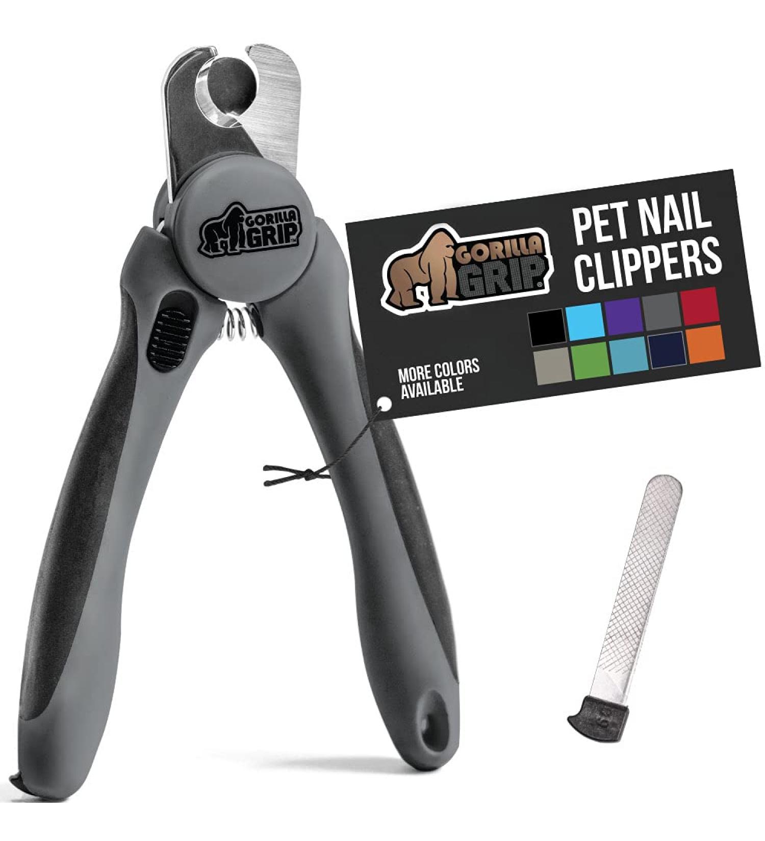 Professional Pet Nail Clippers and File - Stainless Steel - Safety Guard - Comfort Handle - Dog and Cat Trimmer - Large Gray - Buy Online on GoSupps.com