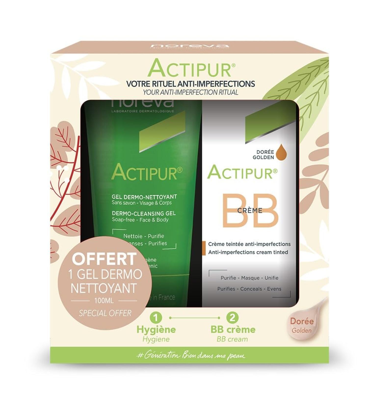 Noreva Actipur Tinted BB Cream 30 ml + Dermo-cleansing Gel 100 ml Gold