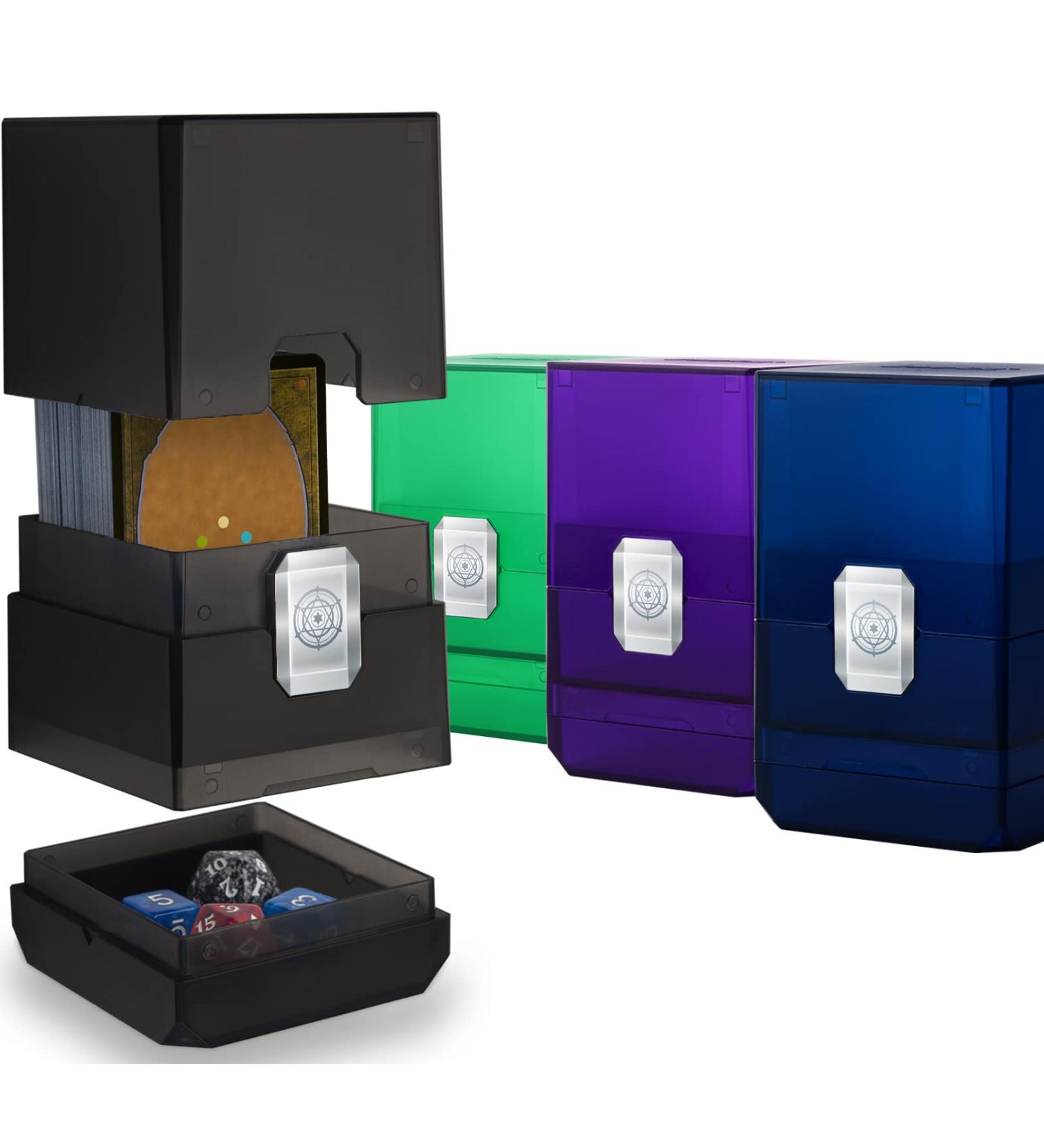 Sooez 4 Pack MTG Deck Card Box Holder Boulder 100+ with Dice Storage - Translucent Deck Case for Magic/Pokemon/YuGiOh/Commander/TCG Cards - Buy Online on GoSupps.com