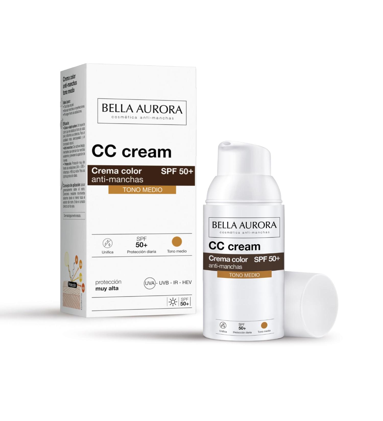 Bella Aurora Anti-Dark Spot CC Cream SPF 50+ - Light Shade 30ml | Brightening Face Cream for Even Skin Tone - International Shipping Available - Buy Online on GoSupps.com