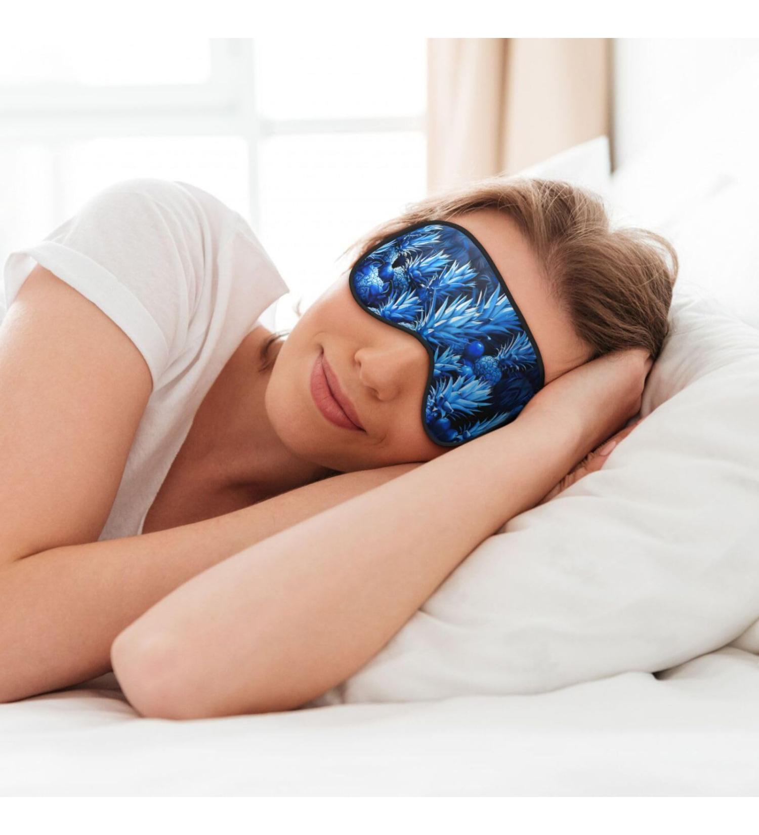 Blue Pineapple Print Soft Eye Mask | Sleep Mask for Women & Men | Travel Sleep Eye Mask - Buy Online on GoSupps.com