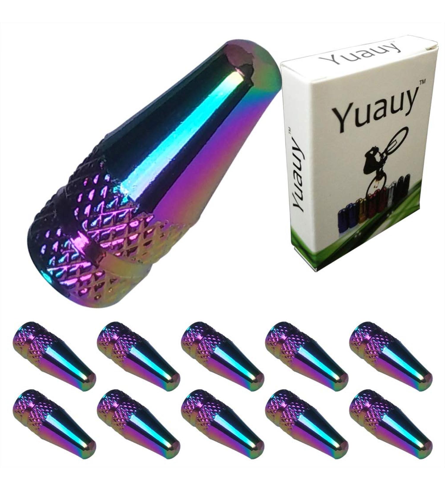 Yuauy 10 Pcs Fantasy Colorful MTB Presta Bike Bicycle Road Racing Coloured Metal Anodized Machined Aluminum Alloy Tire French Style Valve Cap Dust Covers
