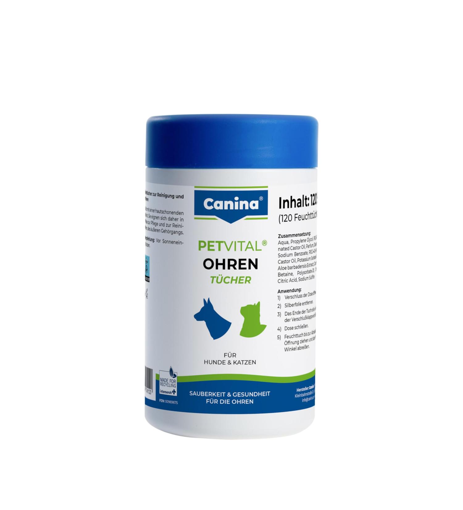 Canina Petvital Ear Wipes - 120 Pieces | Best for Pet Ear Care | International Shipping Available - Buy Online on GoSupps.com