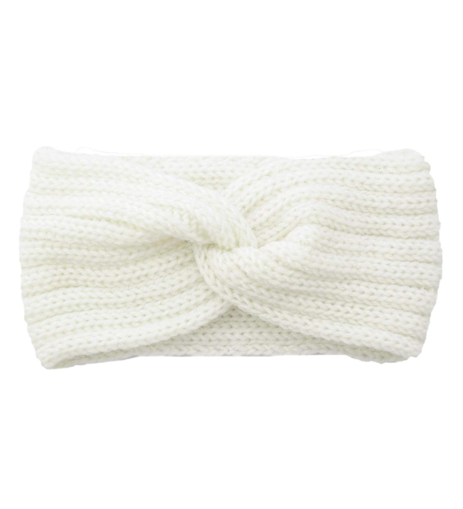 Headband ladies winter crochet front belt tinade knitted girl women headband headband hair band elastic hair mature ear warmer headbearing party outdoor sports (white)
