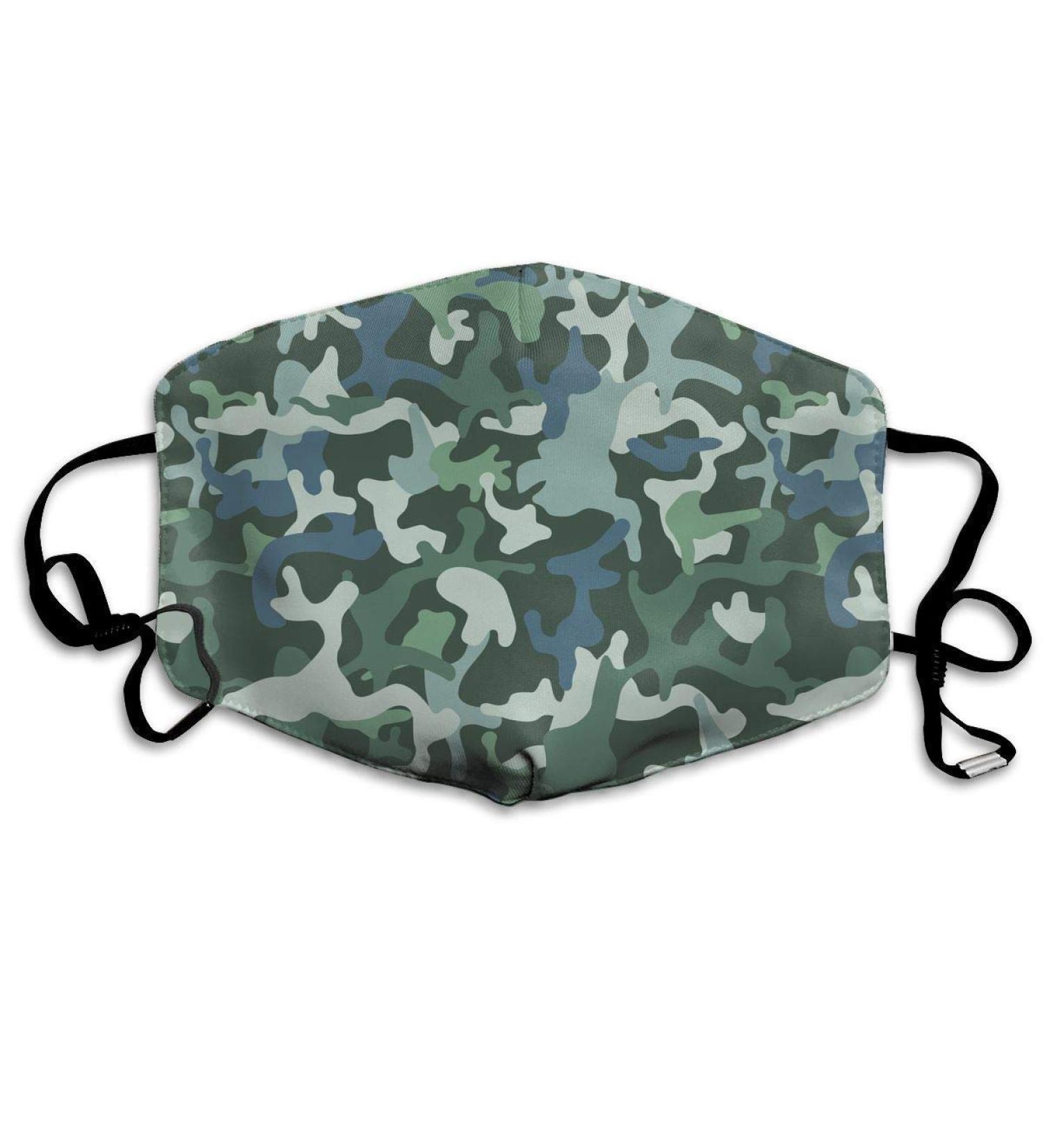 Green Colors Forest Texture Washable Reusable Mask Cotton Anti Dust Half Face Mouth Mask For Kids Teens Men Women With Adjustable Ear Loops - Buy Online on GoSupps.com