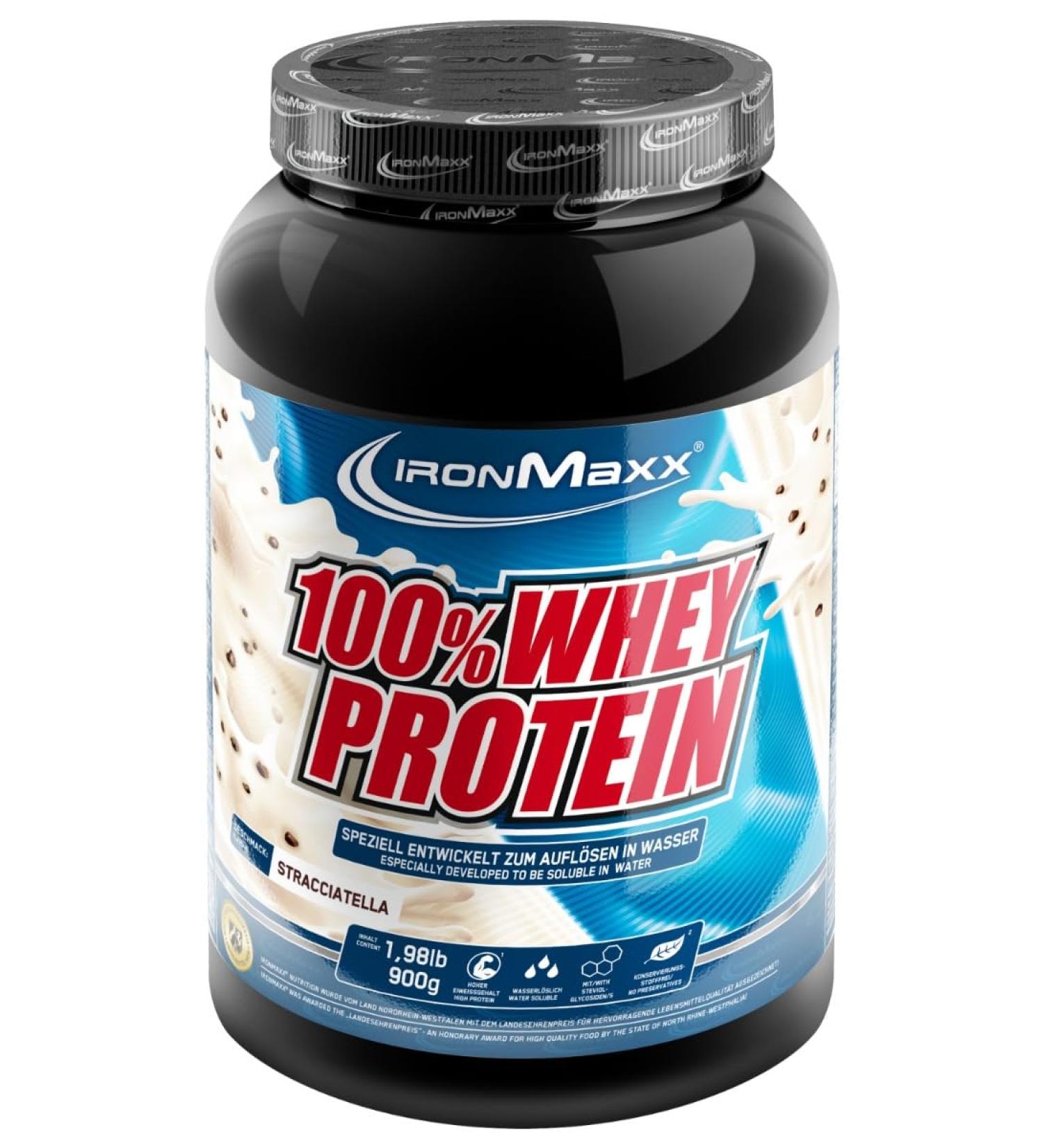 Ironmaxx 100% whey protein powder - Stracciatella 900g can |Suck -reduced water -soluble protein powder from whey protein |many different flavors