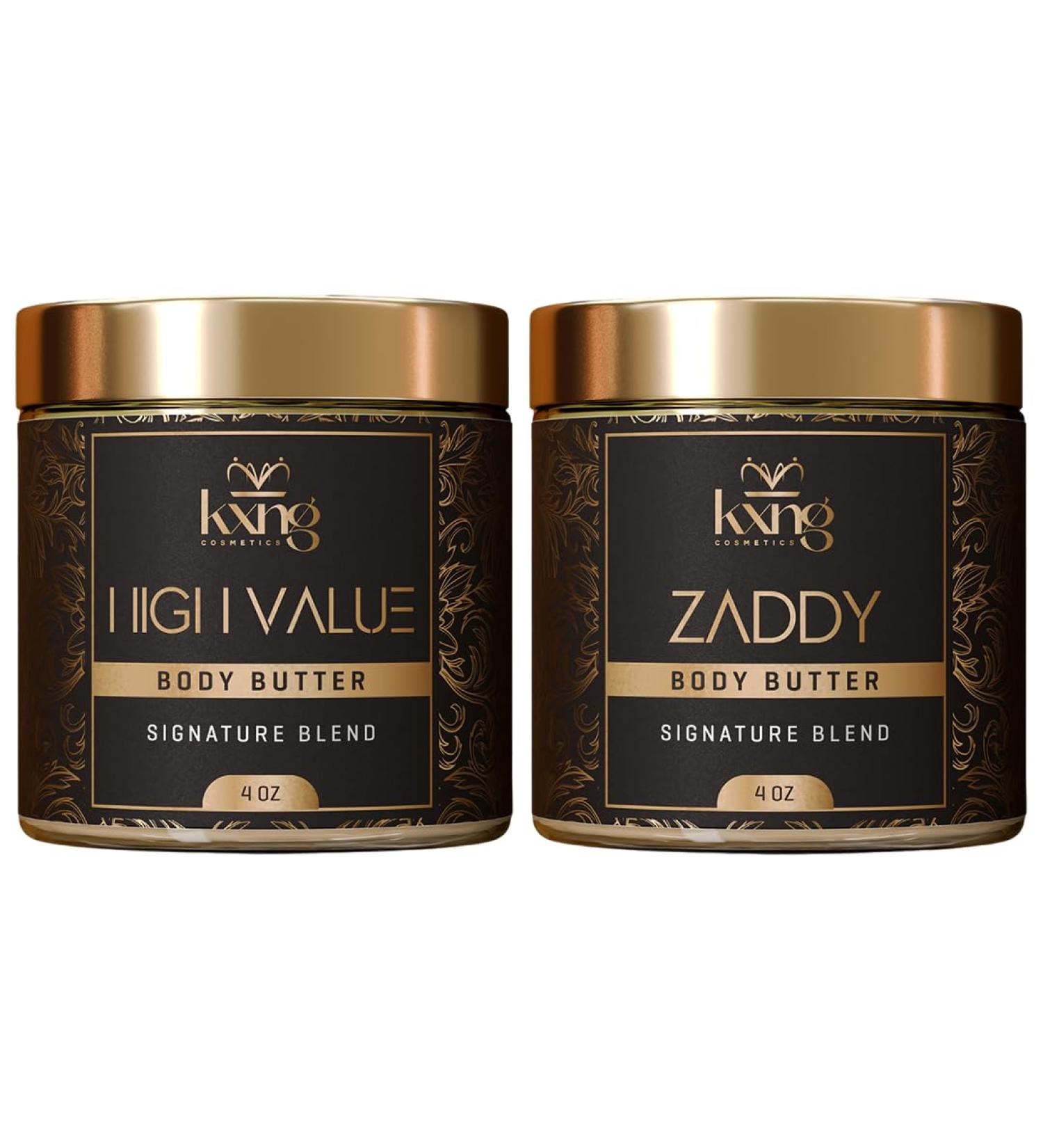 KXNG Cosmetics Shea Body Butter Cream Bundle 2 x 4oz | Organic Body Butter for Men & Women with Shea Cocoa Mango & Coconut Oil | Deep Moisturizing Cream for Hands Feet & All Skin Types - Buy Online on GoSupps.com