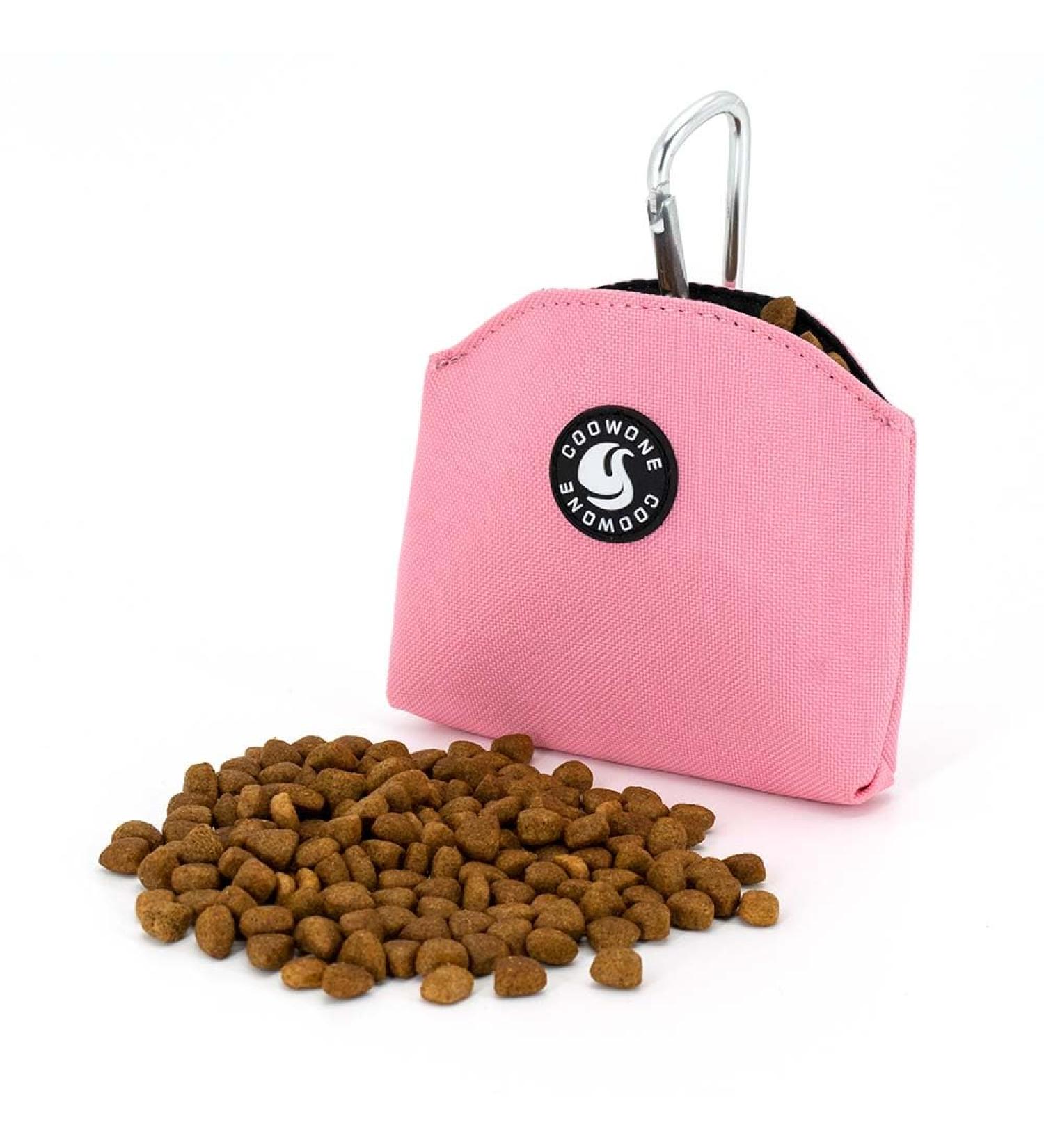COOWONE Treat Bag with Magnetic Opening for Puppy Treat Snack Bags Dog Treat Carrier Holder with Clip (Pink)