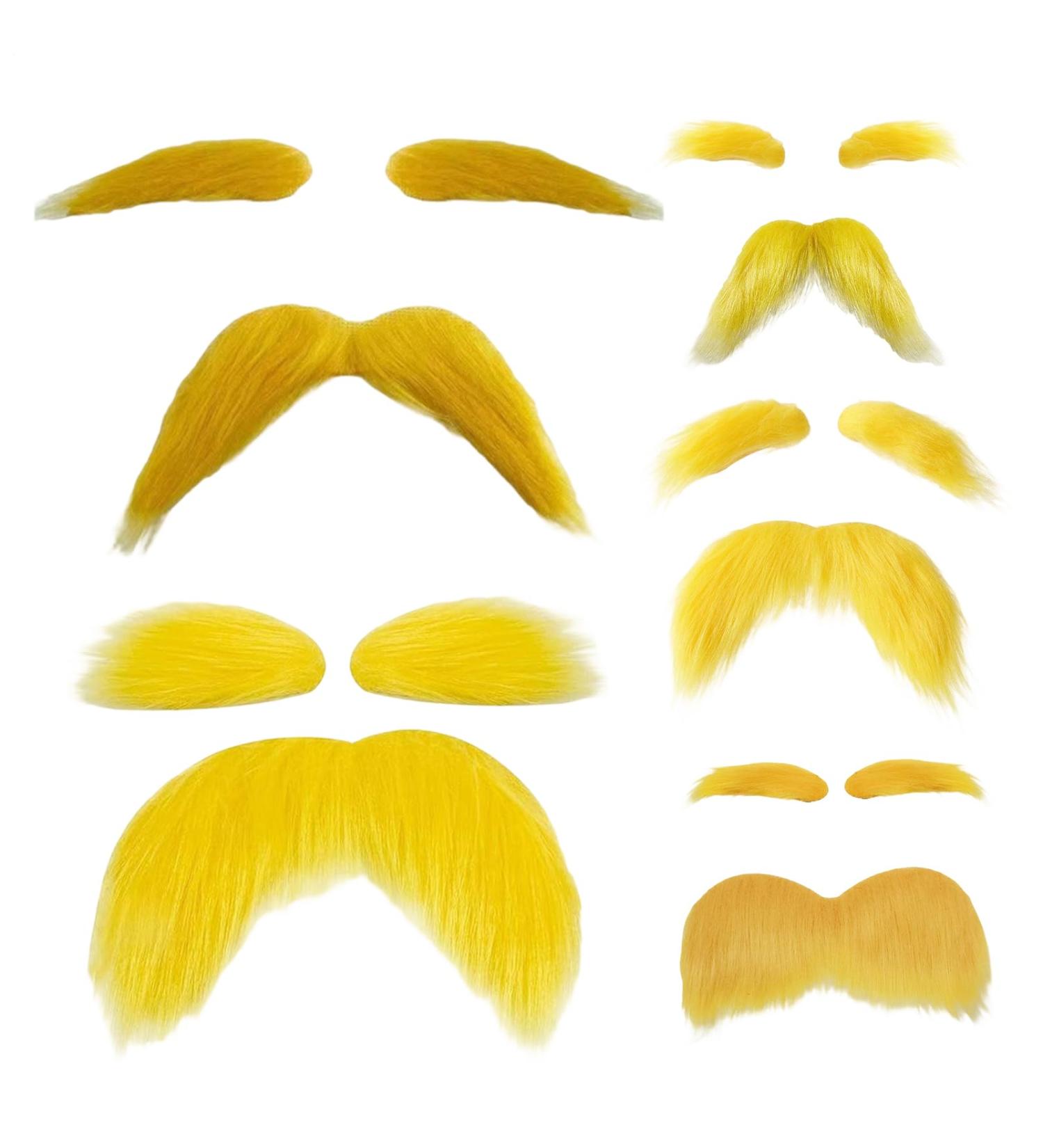 Fausse barbe moustache et sourcils pour et adultes paquet de 5 moustaches jaunes | Accessoires de tenues amusantes auto-adh sifs pour fournitures de f te de vacances - Buy Online on GoSupps.com