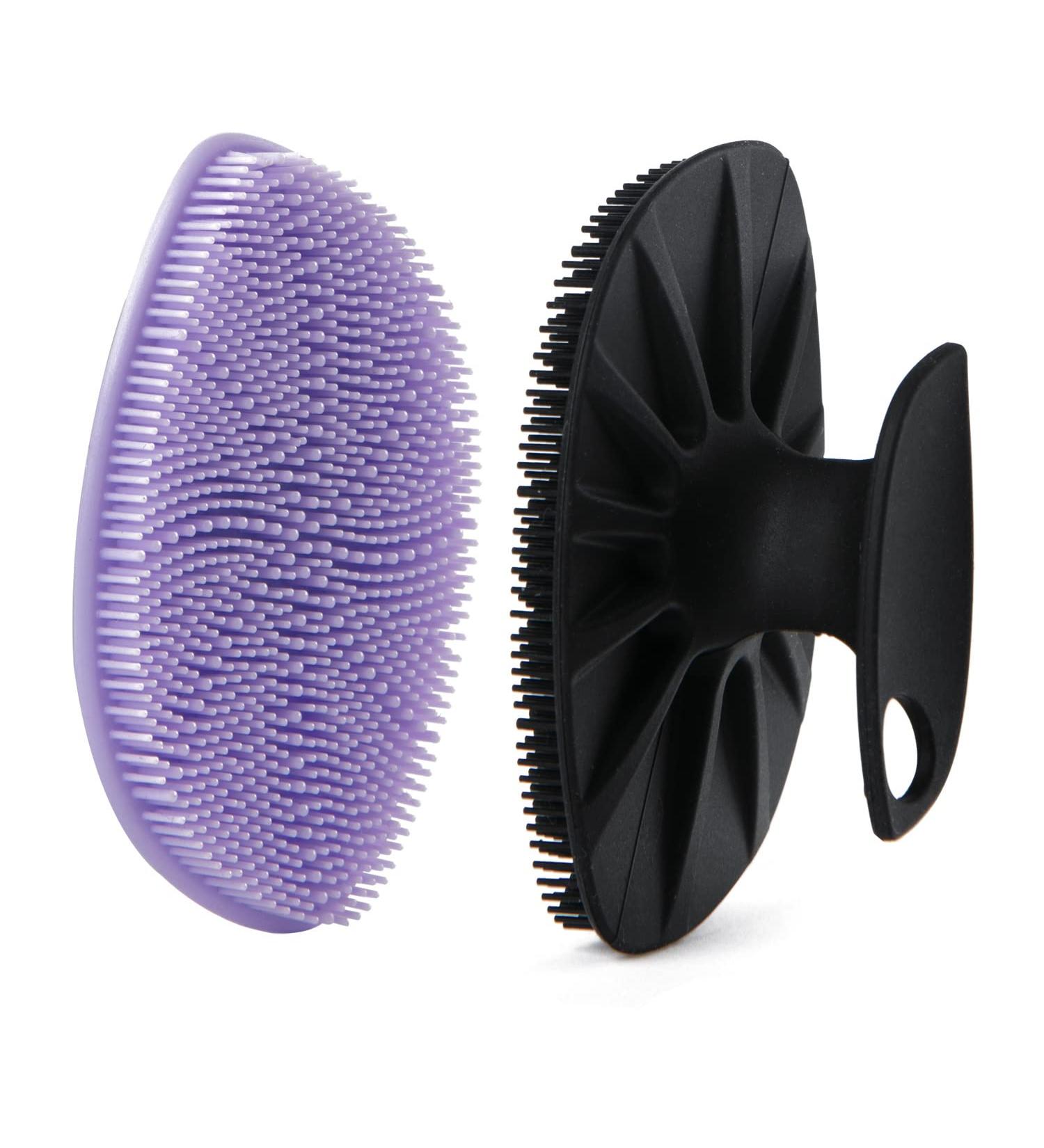 HieerBus Silicone Face Scrubber | Facial Cleansing Brush for Men and Women | Gentle Exfoliation Pad for Cleansing and Massage | Black+Purple - Buy Online on GoSupps.com