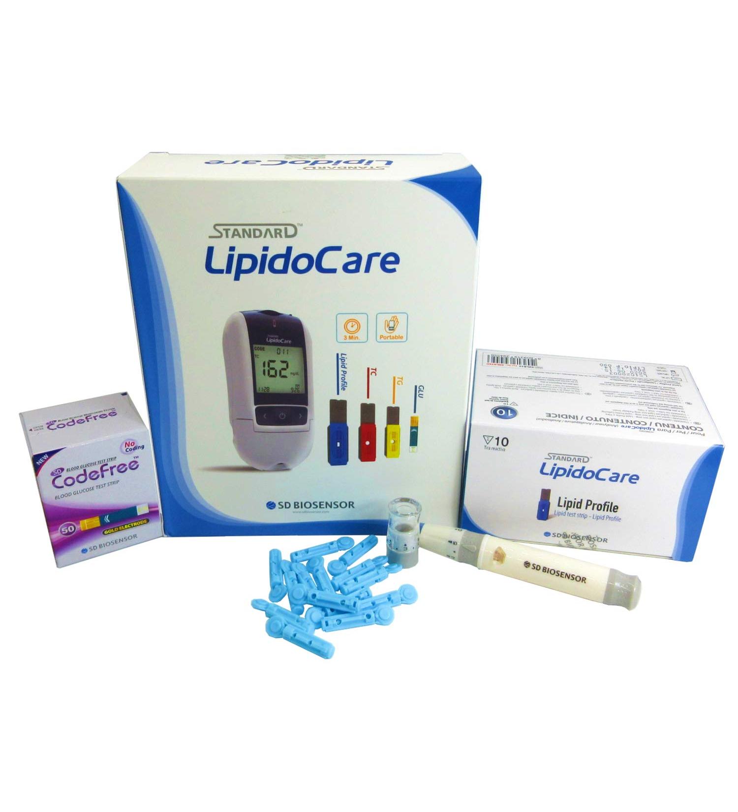 LipidoCare Meter + Lipid Profile Test Strips + Blood Glucose Test Strips + Lancing Device and Lancets Meter + Lipid & SD Strips + Lancets & Device - Buy Online on GoSupps.com