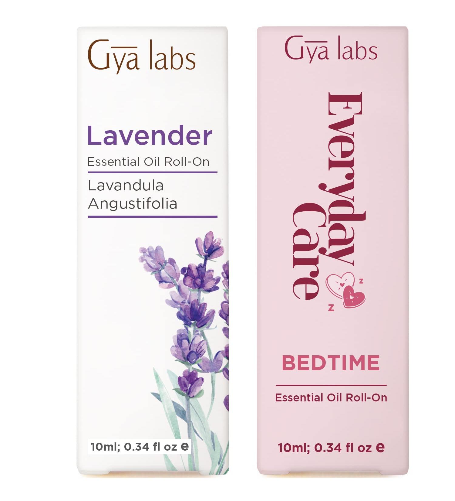 Lavender & Bedtime Oil Roll On Set - Aromatherapy Grade Essential Oils Set - 2x0.34 fl oz - Gya Labs - Buy Online on GoSupps.com