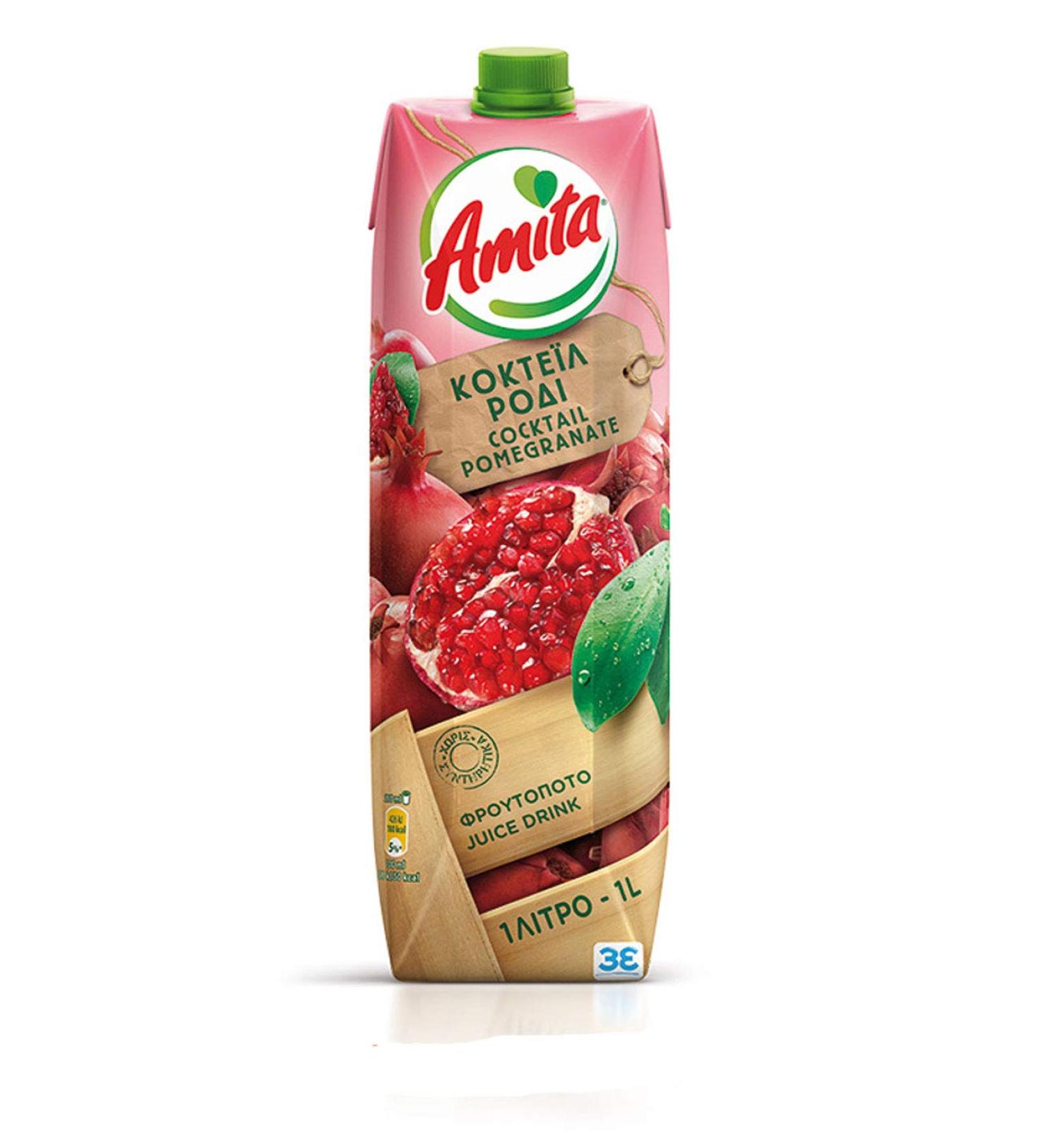 Amita Amita Cocktail Pomegranate Juice Drink 1L (Pack of 8)