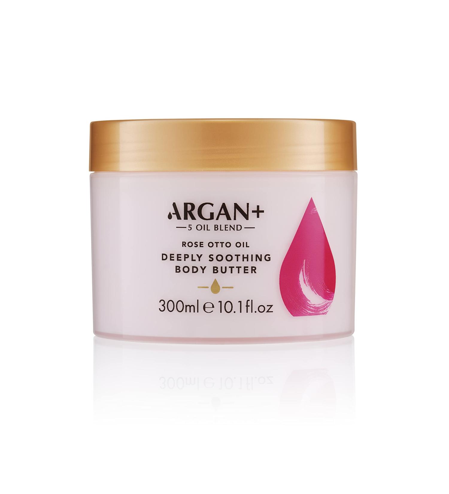 Argan+ Rose Otto Oil Body Butter - 300ml | Vegan Moisturising Cream - Buy Online on GoSupps.com