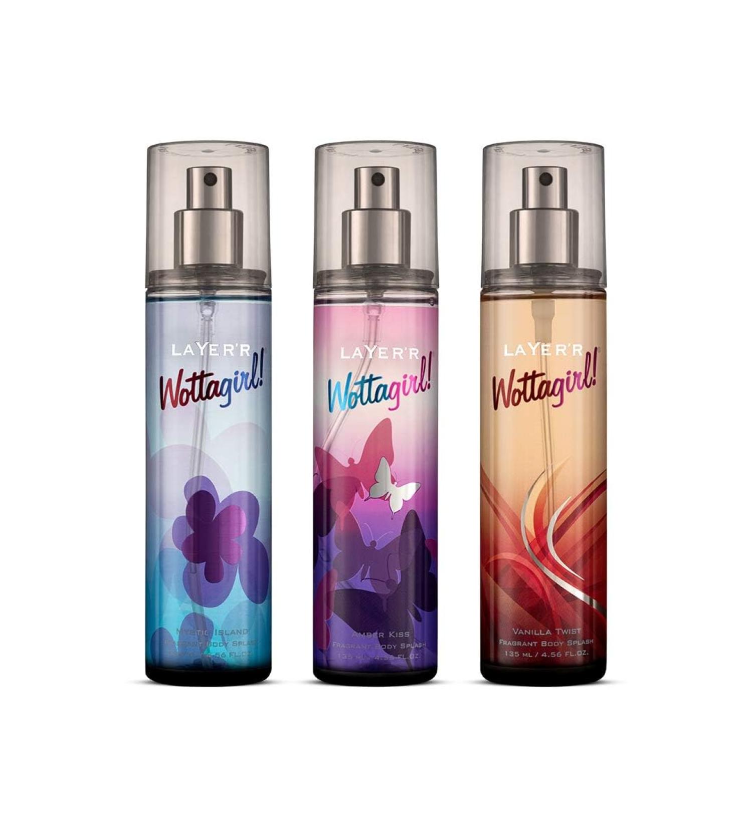 Layyer'r Wotta.girl Mystic Island Amber Kiss Vanilla Twist Body Spray Combo Of 3 For Women