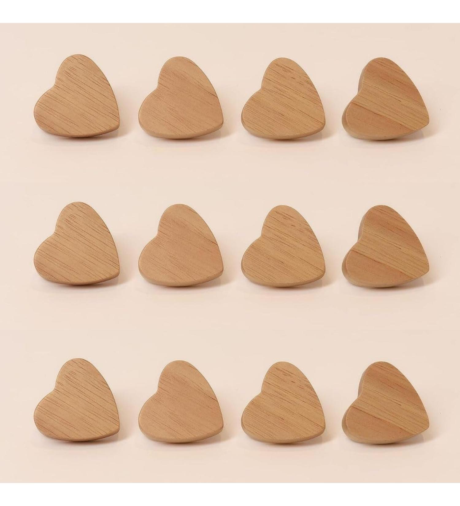 Shop 12 Wooden Heart Furniture Knobs - Perfect for Children's Dressers & Cupboards | Stylish Wooden Handles - Buy Online on GoSupps.com
