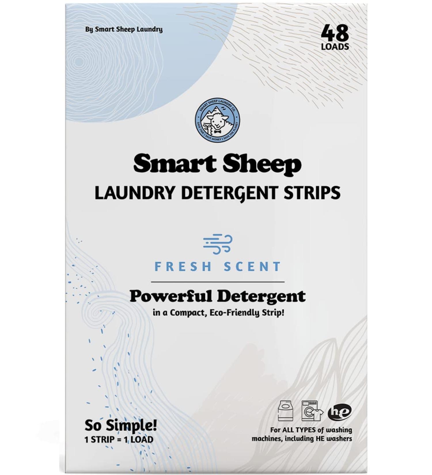 Smart Sheep Laundry Strips - 48 Loads | Eco-Friendly Detergent for Sensitive Skin | Convenient & Plastic Free Solution for Home Travel & Camping - Fresh Scent - Buy Online on GoSupps.com