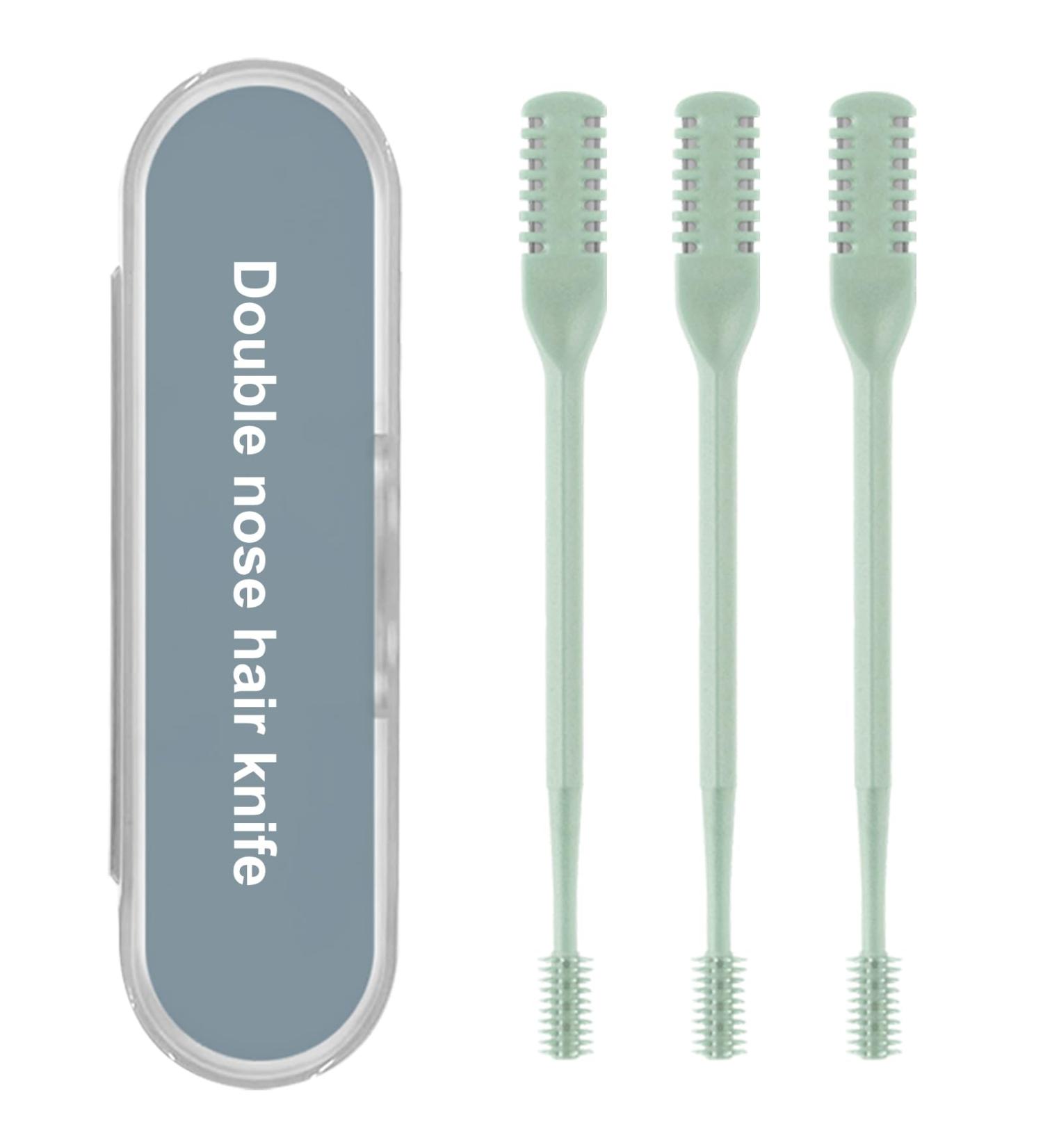 Double Sided Nose Hair Knife - 2-in-1 Nasal Hair Cutter & 360 Rotating Trimmer for Men & Women - Portable Nostril Hair Remover Tool in Green - Buy Online on GoSupps.com