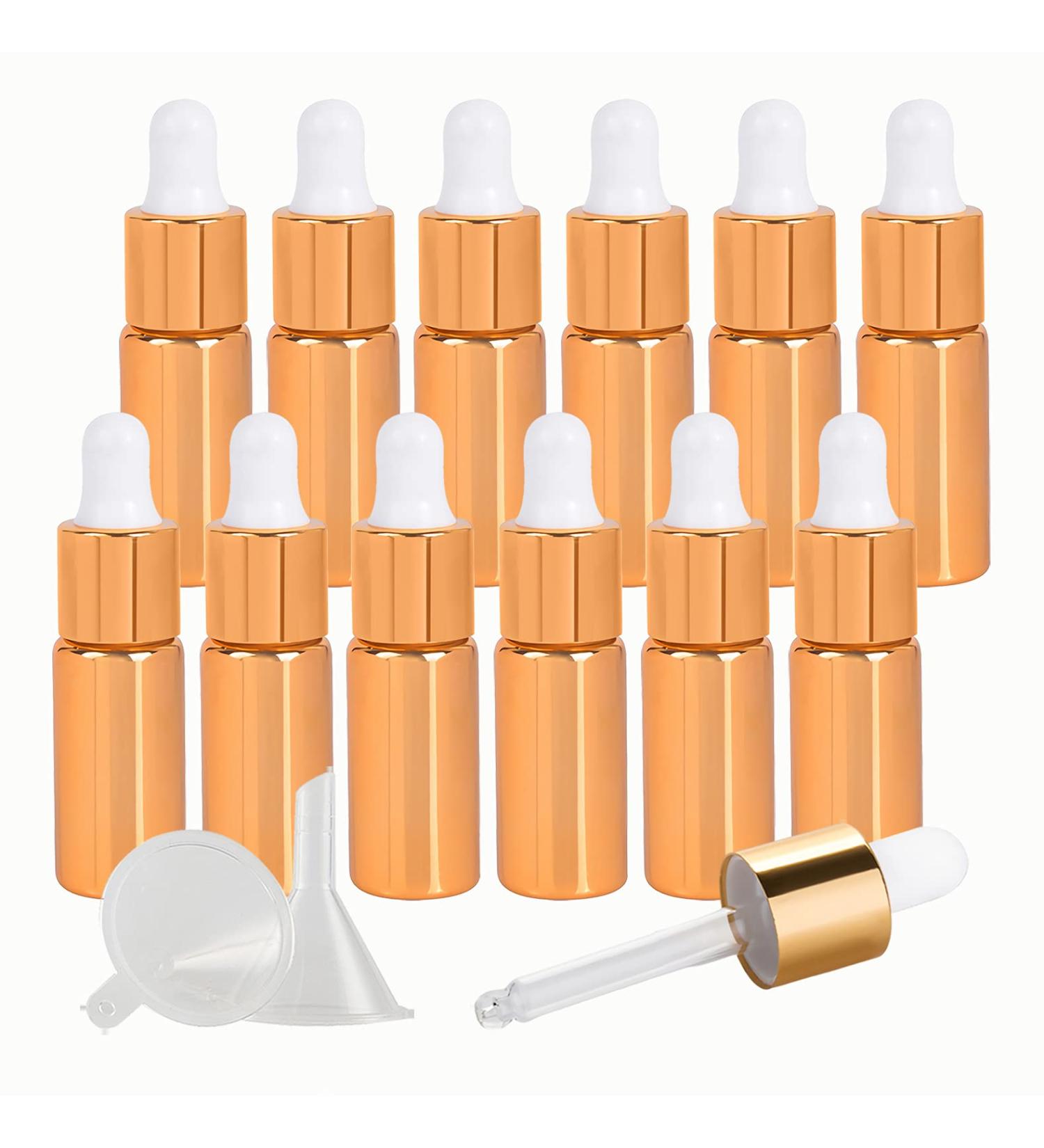 Tianzd 24-Pack 5ml Chrome Yellow Drip Bottles with Glass Pipettes | Perfect for Perfume & Essential Oils - Buy Online on GoSupps.com