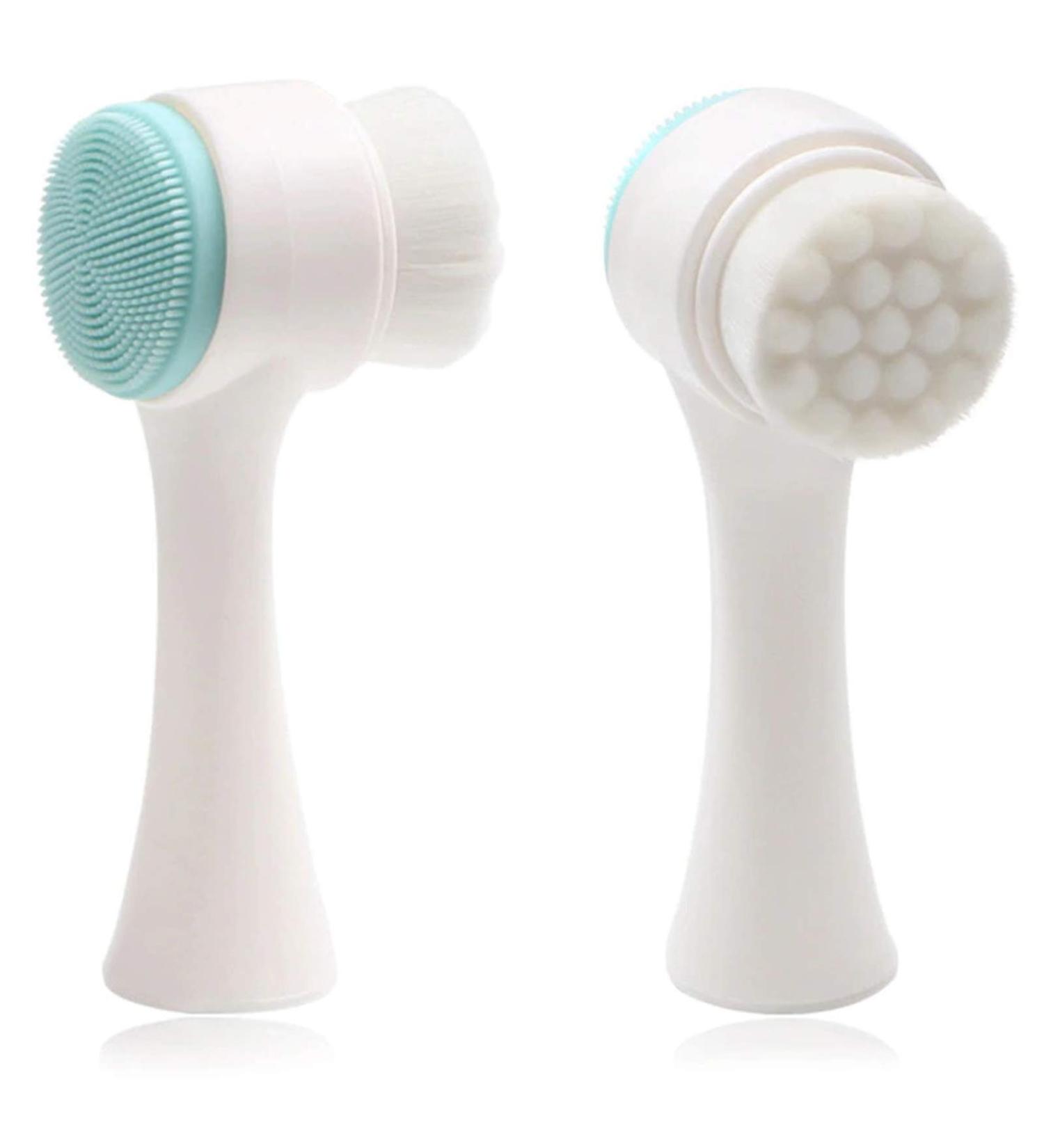 2-in-1 Manual Facial Cleansing Brush - Soft Bristles, Double-Sided Silicone Wash, Exfoliating Brush for Deep Cleansing, Blackhead Removal & Massaging - Blue - Buy Online on GoSupps.com