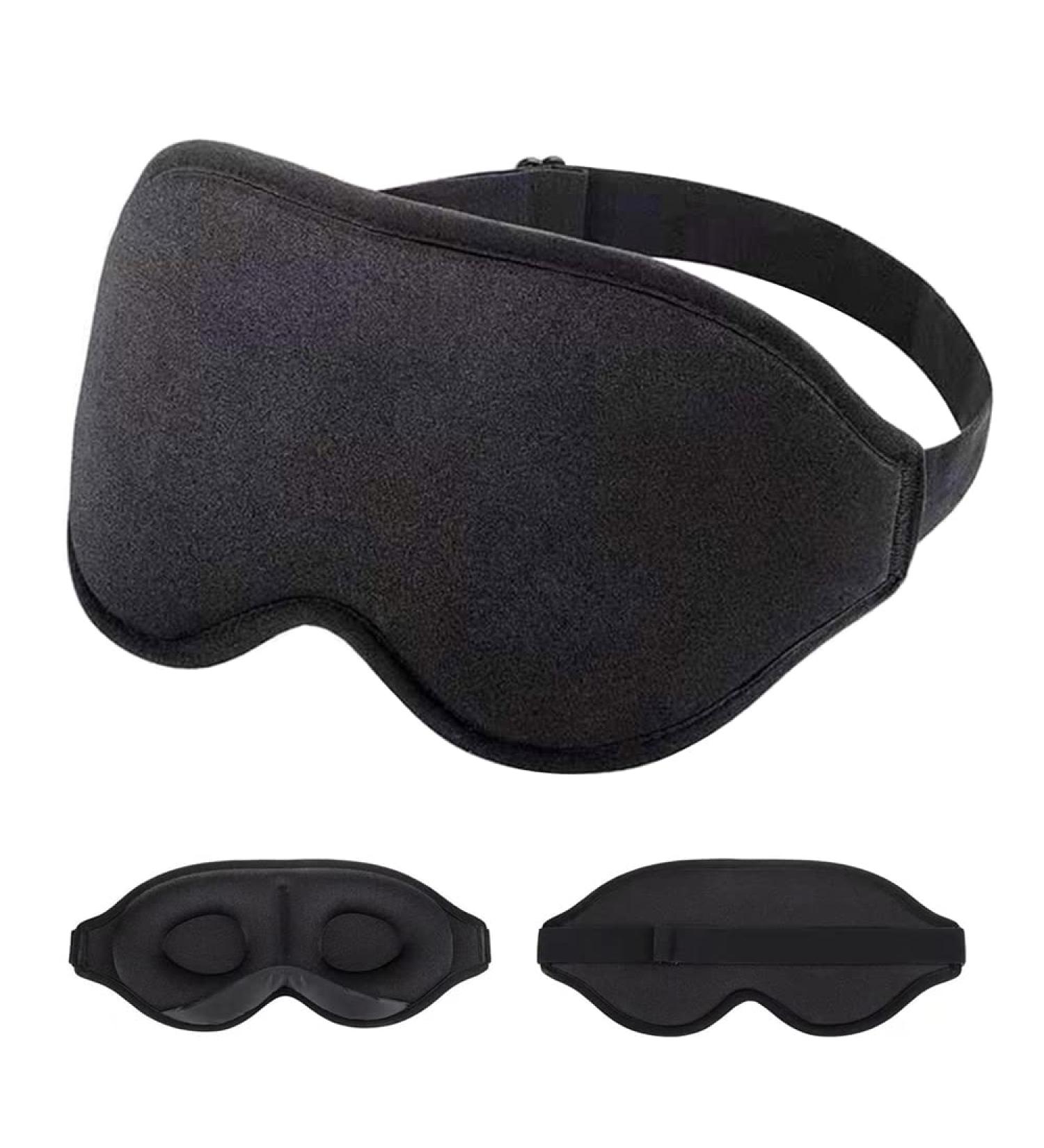 3D Contoured Cup Sleep Eye Mask for Men Women - Adjustable Strap, Molded Night Blindfold for Travel & Meditation - Black - Buy Online on GoSupps.com