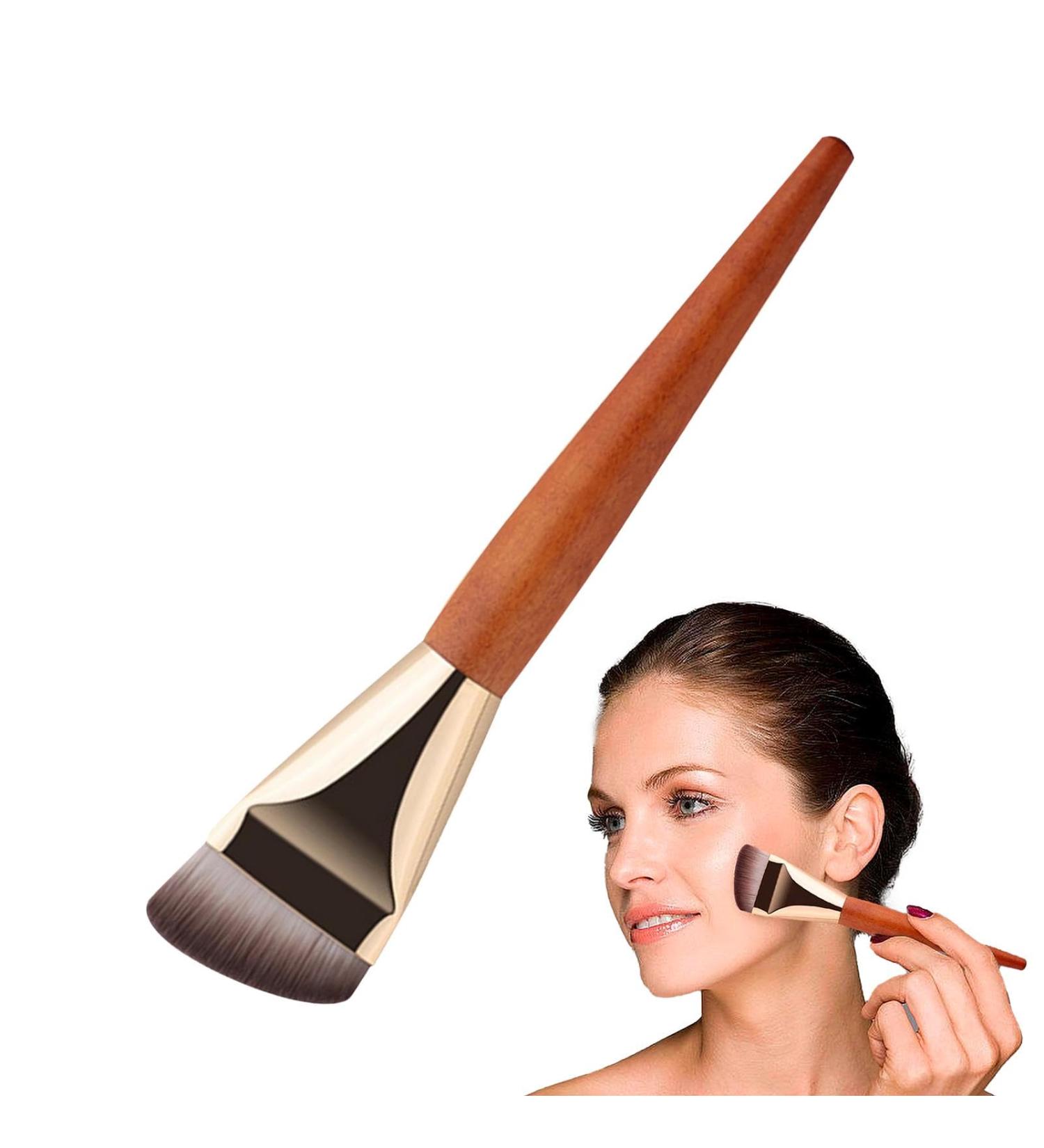 Blending Brush For Makeup | Flat Top Makeup Brush | Wooden Handle Highlighter Brush | Professional Contour Brush For Liquid Cream And Powder - Buy Online on GoSupps.com