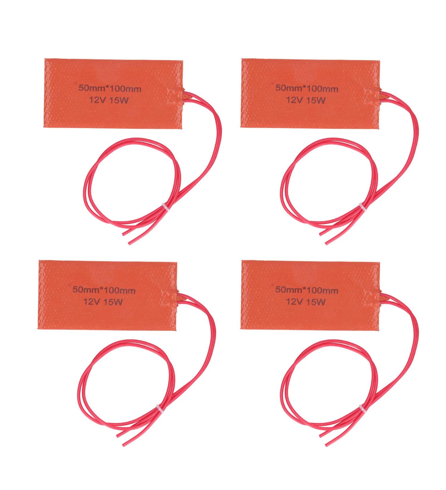 4 Pack Silicone Heating Mats - 12V 15W Rubber Heating Pads | Flexible Heating Blankets | Max Temp 200 - Ideal for International Shipping - Buy Online on GoSupps.com