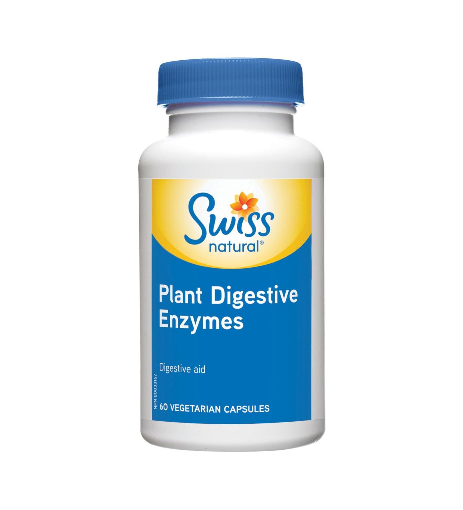 Swiss Natural Plant Digestive Enzymes | Digestive Aid | No Artificial Flavours or Preservatives | Dairy & Soy Free | 60 Vegetarian Capsules - Buy Online on GoSupps.com