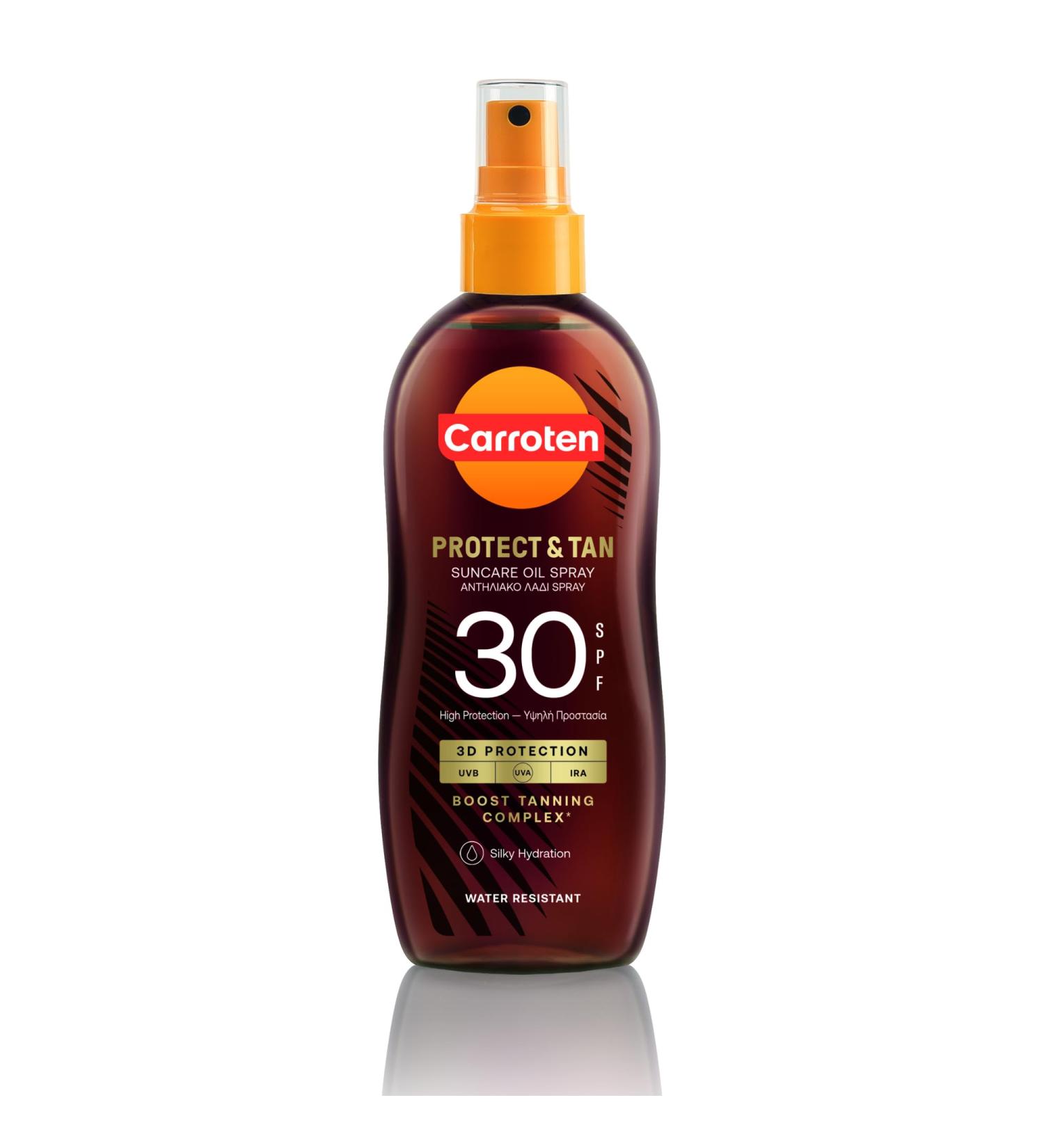 Carroten OmegaCare Tanning Oil SPF 30 150 ml - Tan Accelerator with Sun Protection - Sun Tan Spray with Omega Fatty Acids - Spray Sunscreen with Carrot and Coconut Oils - Buy Online on GoSupps.com