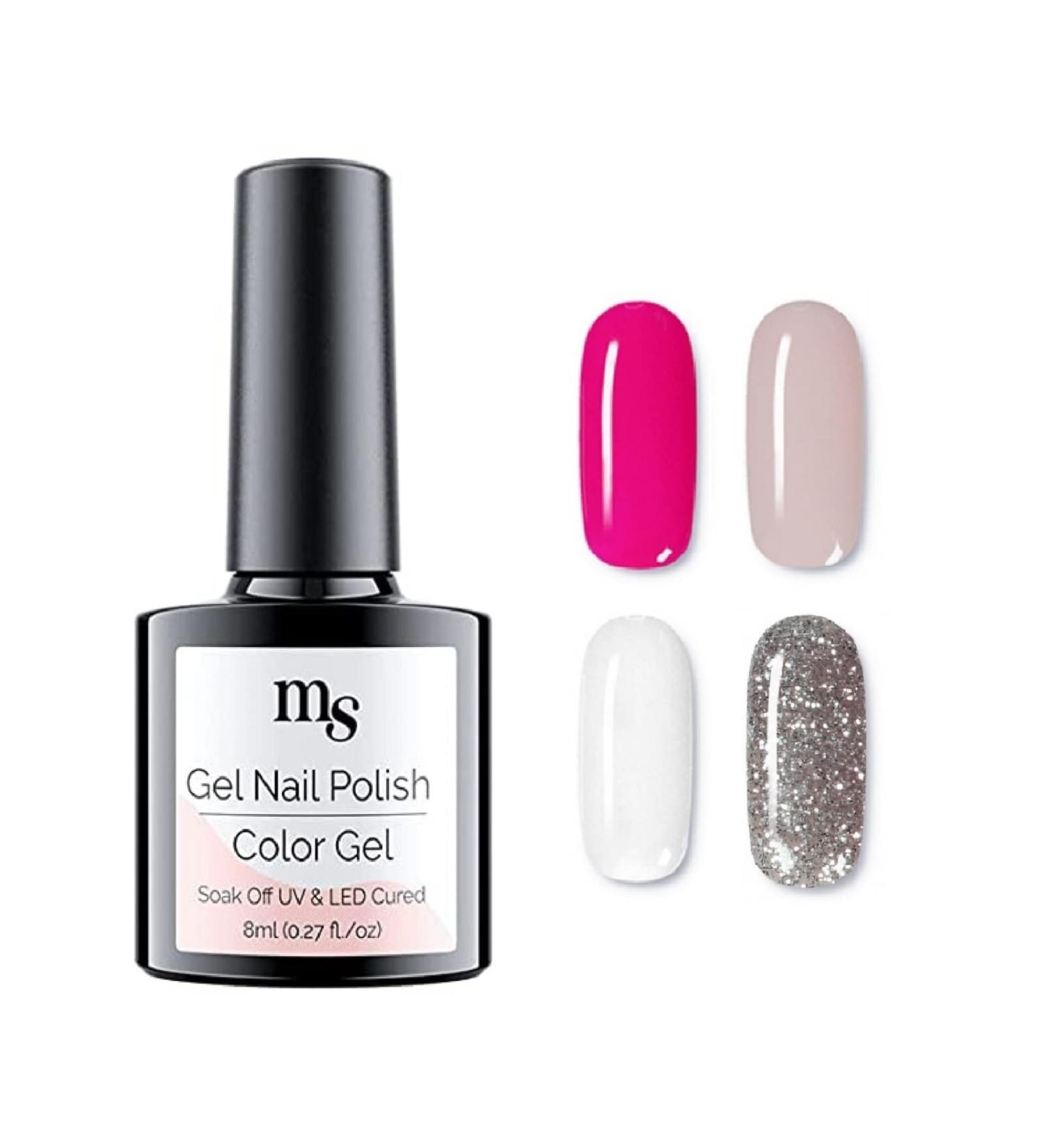 Hot Pink MelodySusie Gel Nail Polish Set - White Nude Glitter - 4 Colors 0.27 oz - Gift for Women Girls - Buy Online on GoSupps.com