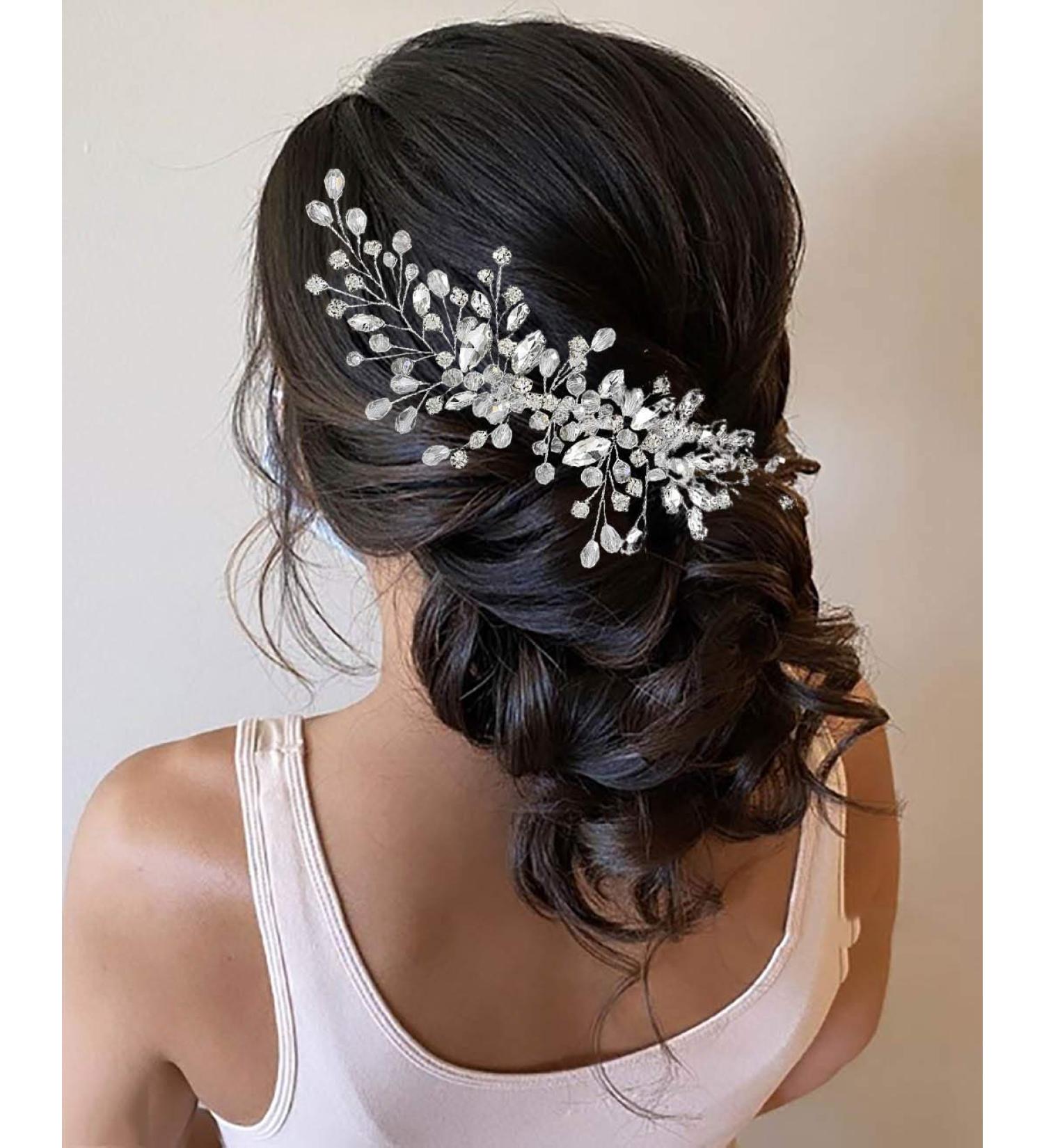 Unicra Bridal Hair Comb Silver Rhinestone Headpiece for Women and Girls Classic Butterfly Design for Brides Women and Girls Formal Occasions - Buy Online on GoSupps.com
