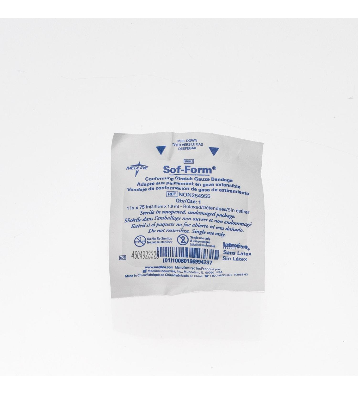 Medline Sterile Conforming Stretch Gauze Bandages 1" x 75" Ideal for Wound Care Pack of 12