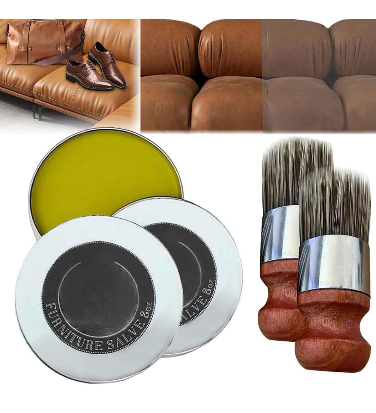 Wise Owl Furniture Salve for Leather - Restore & Protect with Boar Bristle Brush | Prevent Dryness & Cracking (2 Pcs) - International Shipping Available - Buy Online on GoSupps.com
