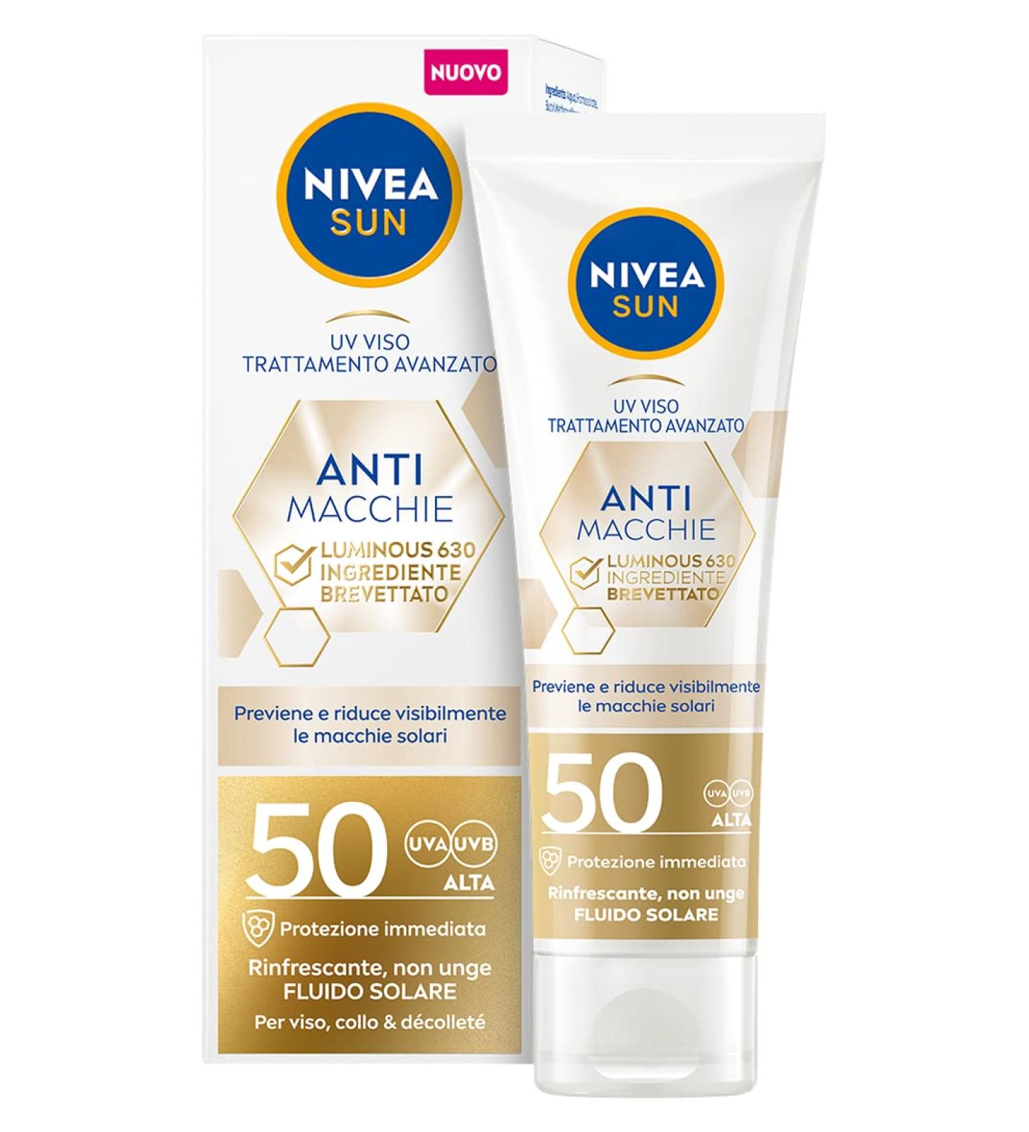 Nivea Sun UV Face Cream FP50 - Anti-Spots Luminous Sunscreen with Hyaluronic Acid & Vitamin E | 40ml Facial Lotion - Buy Online on GoSupps.com