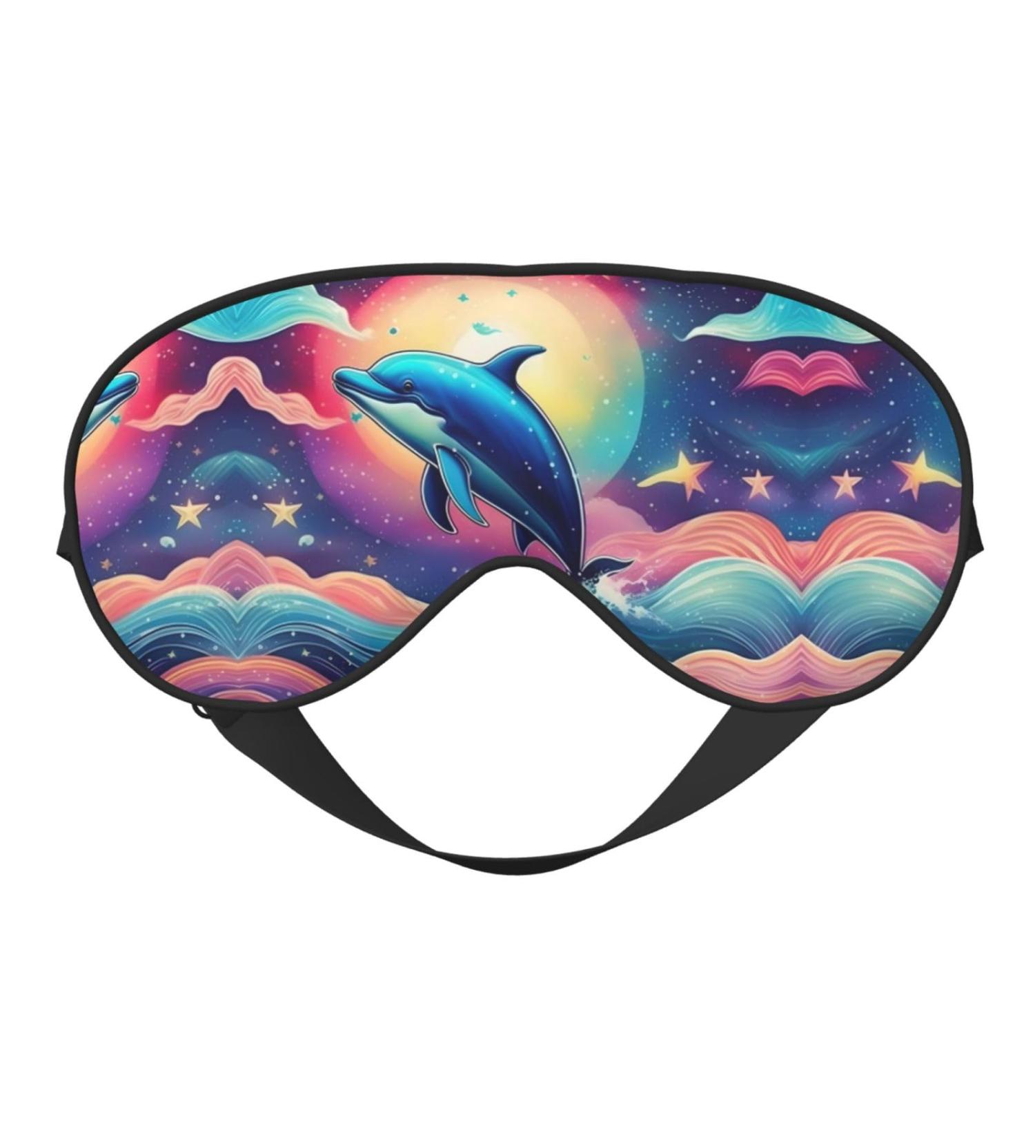 Ultra-Soft Dolphin Print Eye Mask - Colorful Starry Sky Light-Blocking for Comfort & Restful Sleep - International Shipping Available - Buy Online on GoSupps.com