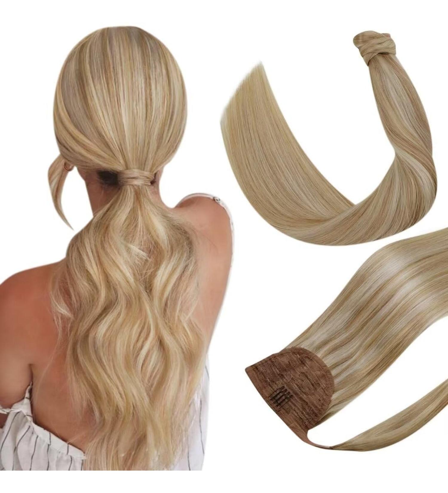 Buy Hetto Real Hair Ponytail Extensions - Blonde Braid & Remy #14/613 Dark Golden Highlights - 30g 35cm - Buy Online on GoSupps.com