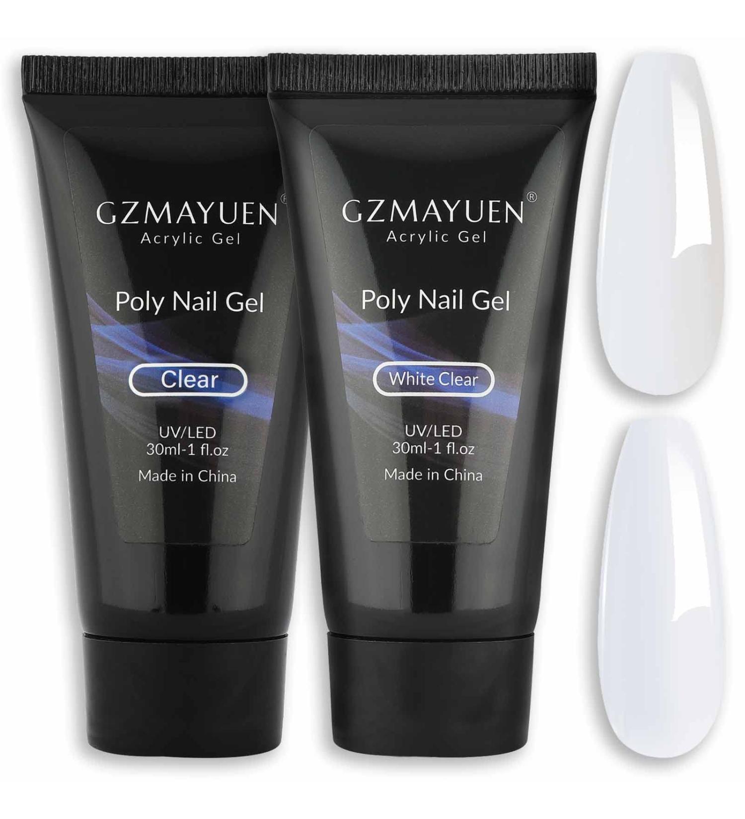 Buy Gzmayuen Poly Nail Set - Transparent Clear & White Extension Gel | 30ml Renailed Poler Poly Nail Kit for Perfect Nails - Buy Online on GoSupps.com