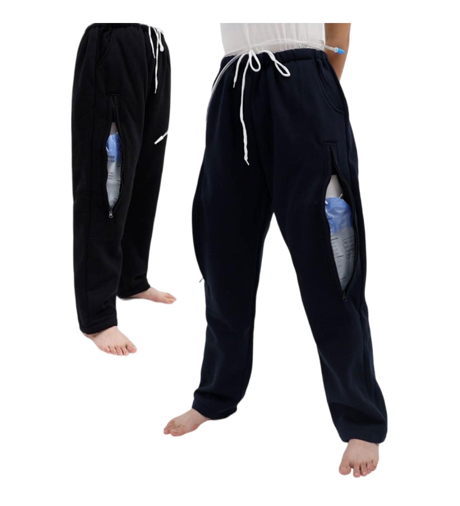 Catheter Leg Bag Pants for Men & Women | Urine Bag Holder with Zippered Pockets | Fits 2x2000ml Catheter Bags | Nephrostomy Foley Cystostomy Urostomy | Large Black - Buy Online on GoSupps.com