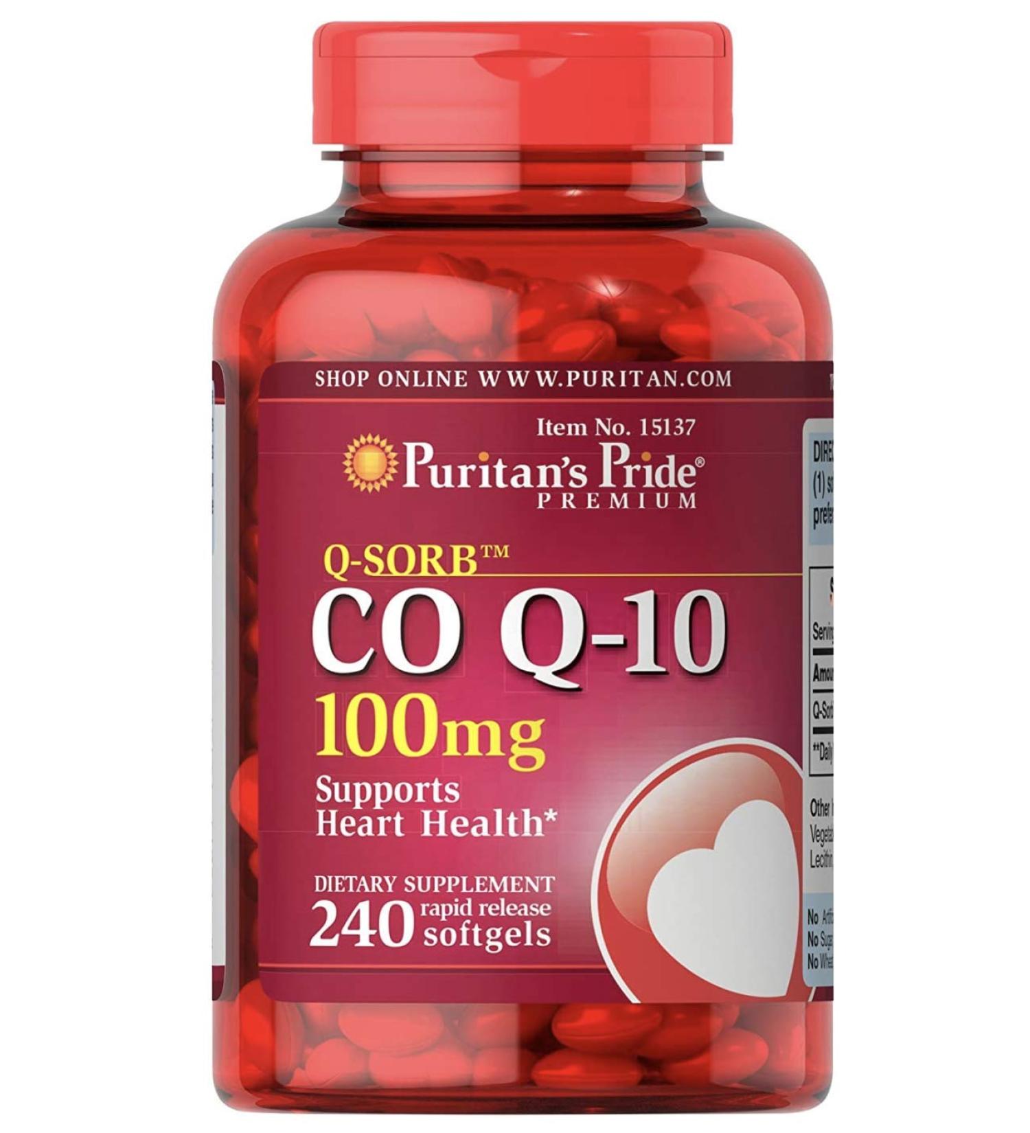 Puritan's Pride CoQ10 100mg - Heart Health Support, 240 Rapid Release Softgels - Buy Online on GoSupps.com