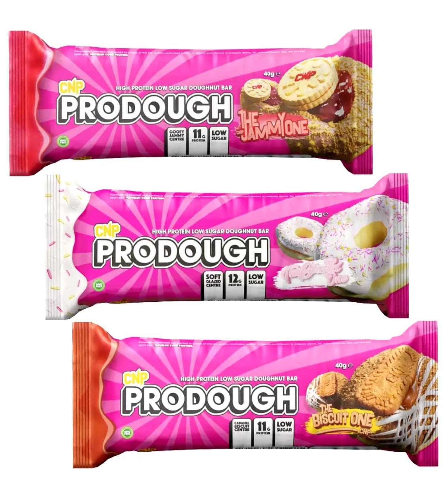 ProDough Protein Bar Mixed Kit - Biscuit Glazed Jammy Flavours 40g Each - High-Protein Snack Variety Packs (Pack of 3 Random Mixed Flavours) Random Mixed Flavours Pack of 3