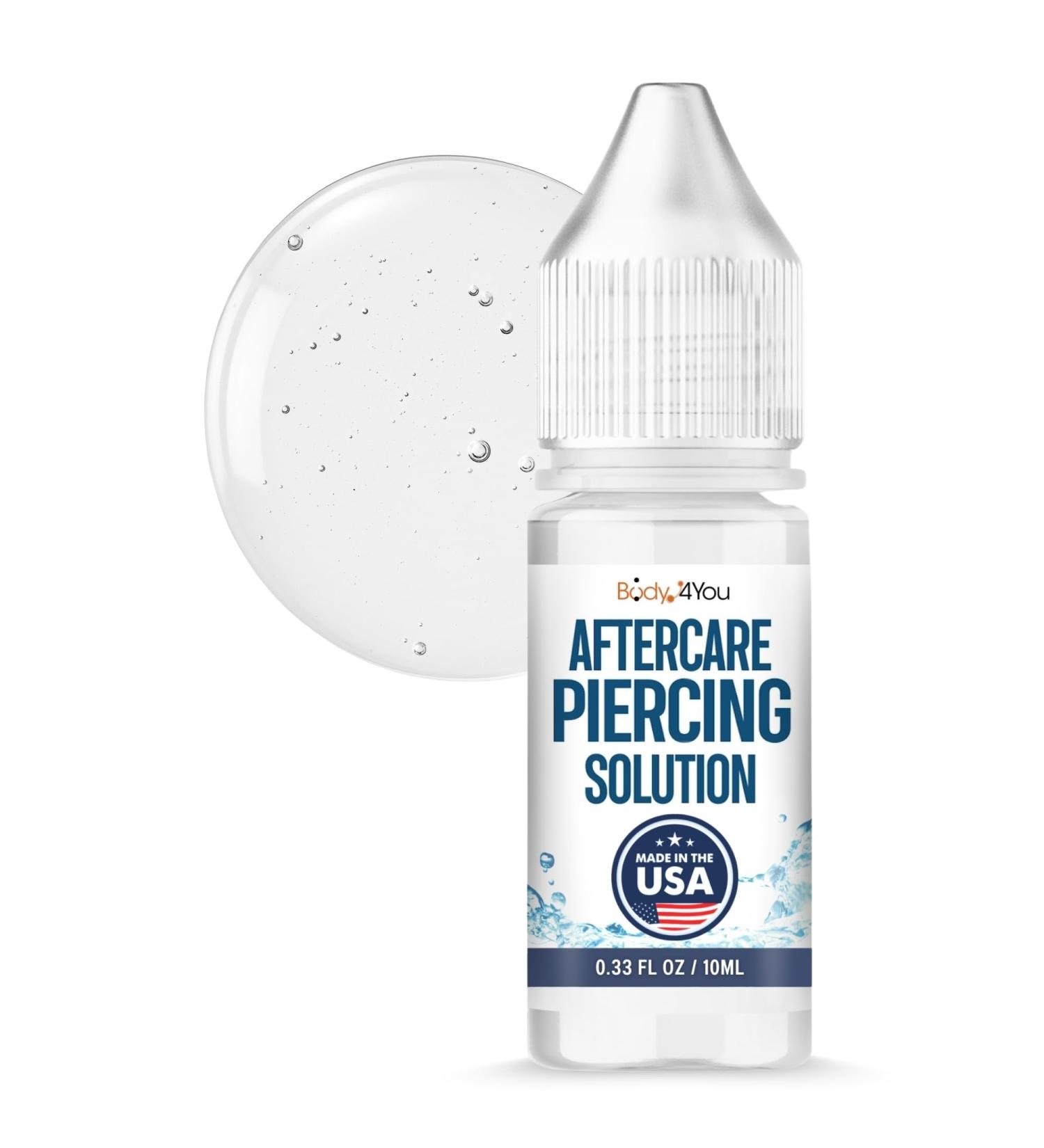 BodyJ4You Piercing Aftercare Saline Solution - Nose Belly & Ear Cleaner - Keloid Treatment & Piercing Bump Removal - Sea Salt & Aloe - 0.33 Fl Oz (10ml - Buy Online on GoSupps.com