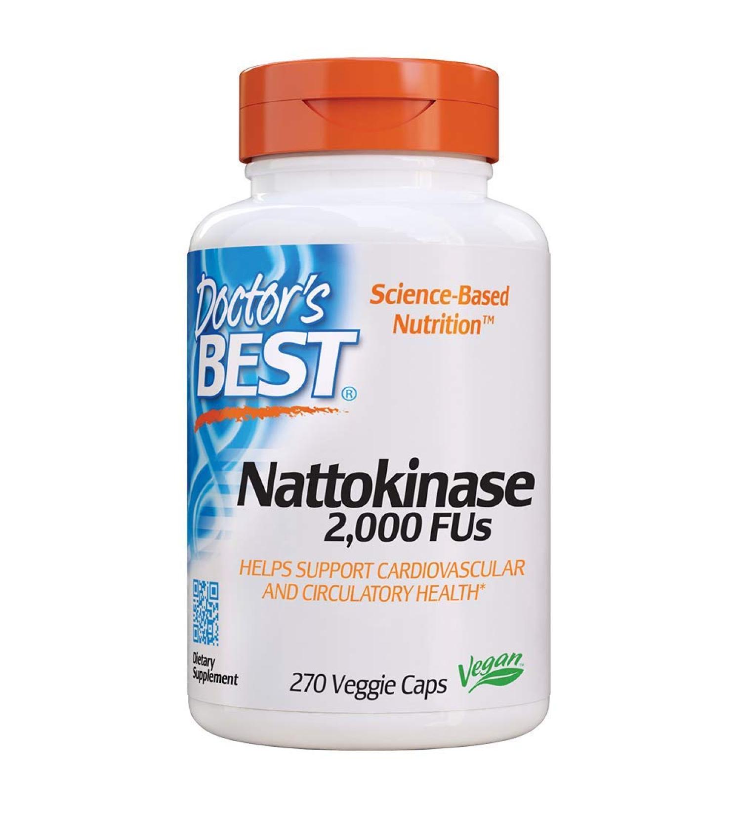 Doctor's Best Nattokinase 2000 FUs - 270 Veggie Capsules for Heart Health - Buy Online on GoSupps.com
