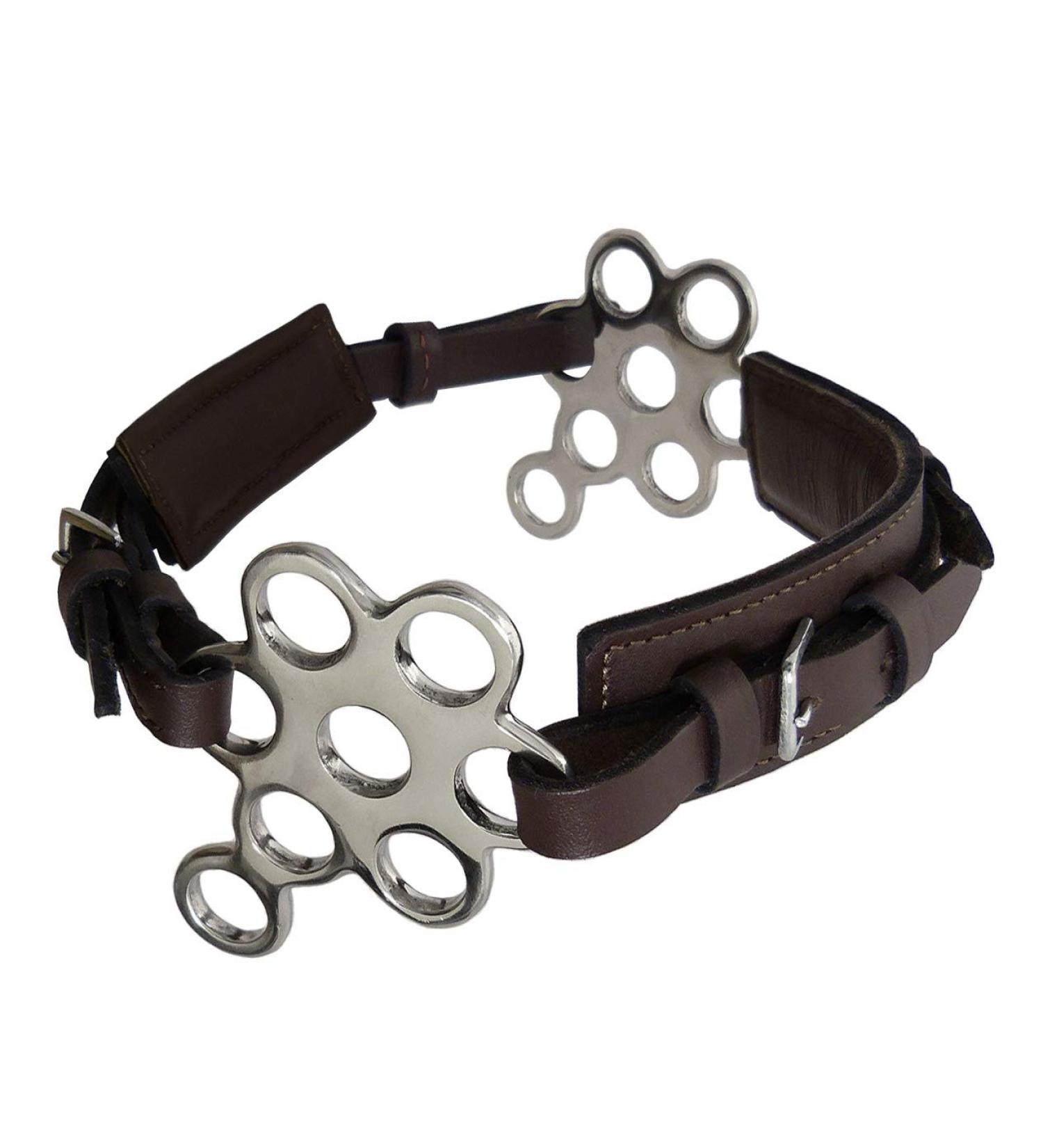 Hackamore Flower - bridle leather noseband with stainless steel fittings and padding - Unisize