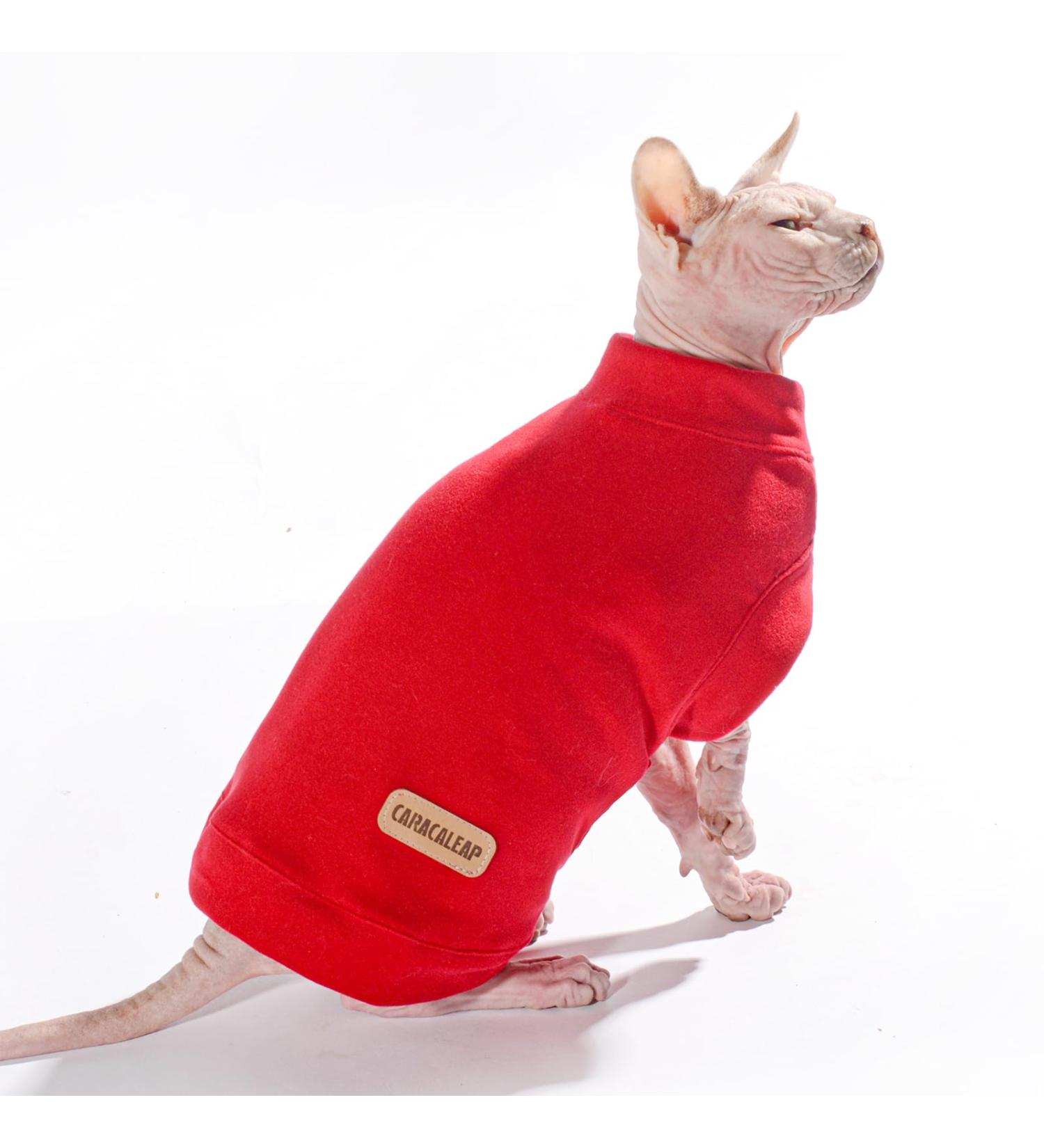 Caracaleap Dog Sweater - Soft & Warm T-Shirt for Small Dogs & Cats | Cozy Winter & Spring Clothing Coat in Red - Buy Online on GoSupps.com