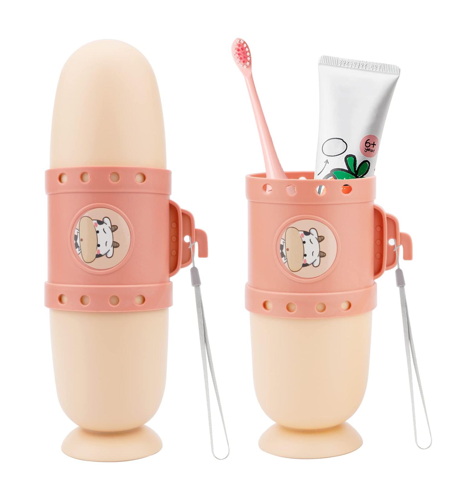 Shop PWSAP 3-in-1 Travel Toothbrush Case - Portable Removable Design for Kids | Cute Submarine Style (Pink) - Perfect for Travel Hiking School & Bathroom - Buy Online on GoSupps.com