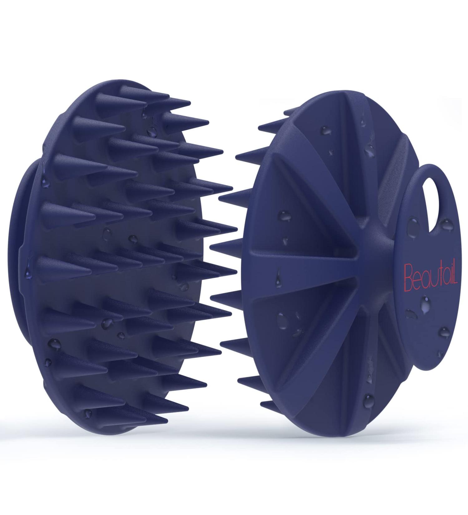 Beautail Scalp Massage Brush - Silicone Shampoo Brush for Hair Growth & Peeling Suitable for Men Women & Pets - Dark Blue - Buy Online on GoSupps.com