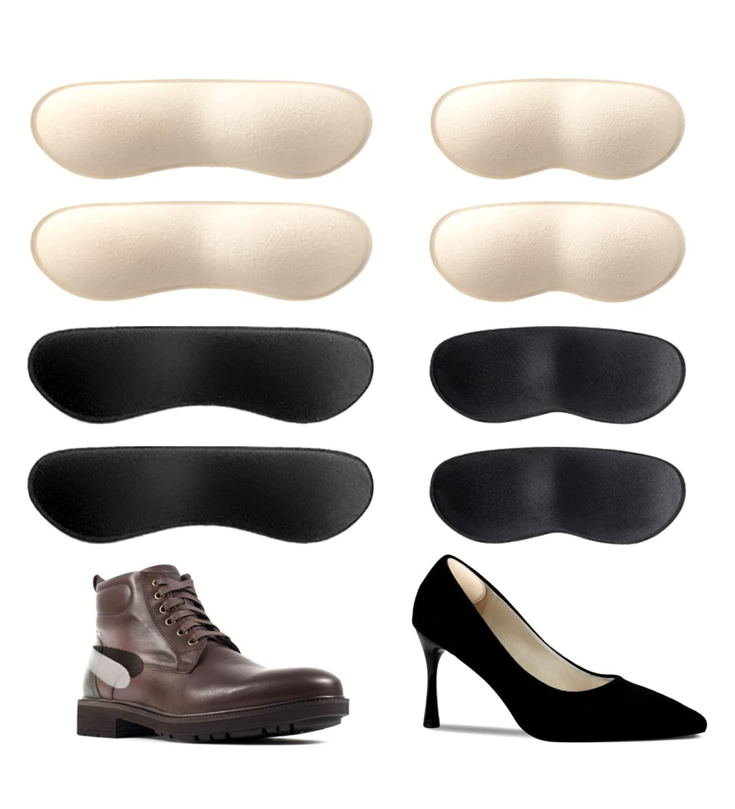 Xshum Heel Inserts 4-Pairs - Prevent Heel Slip and Blister, Shoe Inserts Liners for Loose Shoes, Heel Protectors Cushions - Women and Men (Apricot+Black) - Buy Online on GoSupps.com