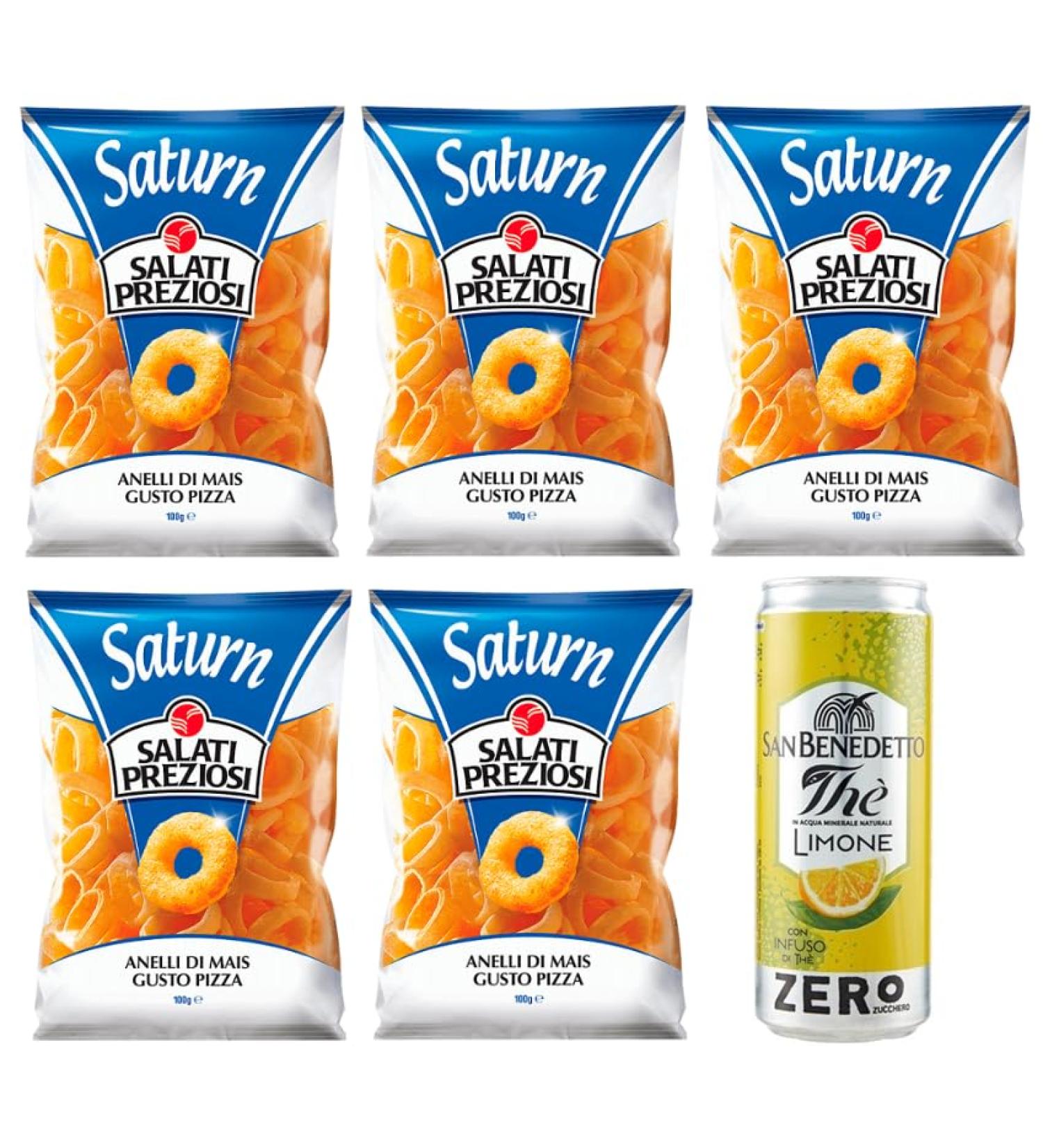 Salati Preziosi Anelli Lot de 5 chips de ma s pour pizza chips de 100 g + 1 sachet de th glac San Benedetto au citron sans sucre 330 ml - Buy Online on GoSupps.com