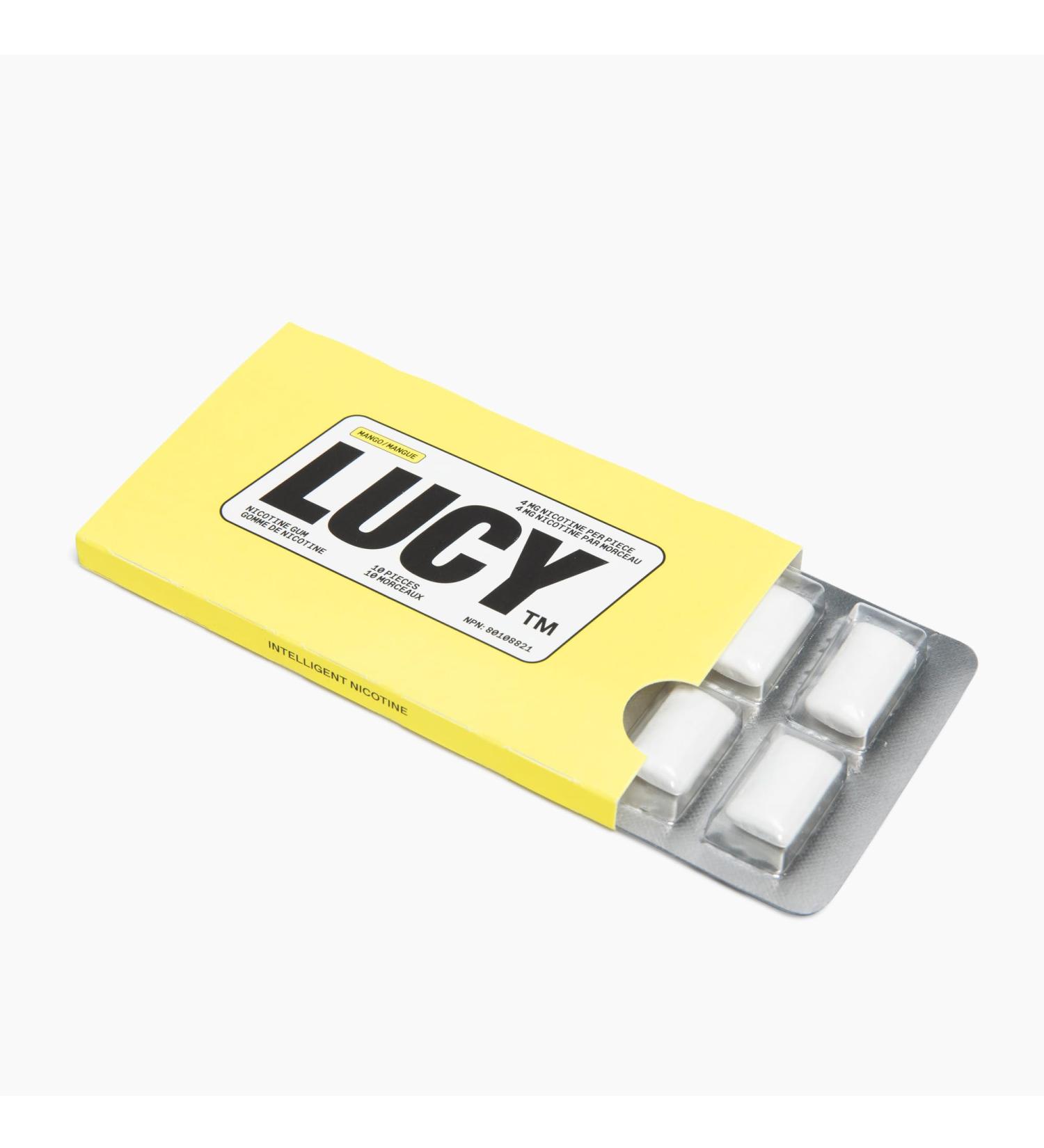 LUCY Nicotine Gum 4mg 100 Count | Mango Flavour | NPN 80108821 | Stop Smoking Aid | 10 pcs per Pack x 10 Packs - Buy Online on GoSupps.com