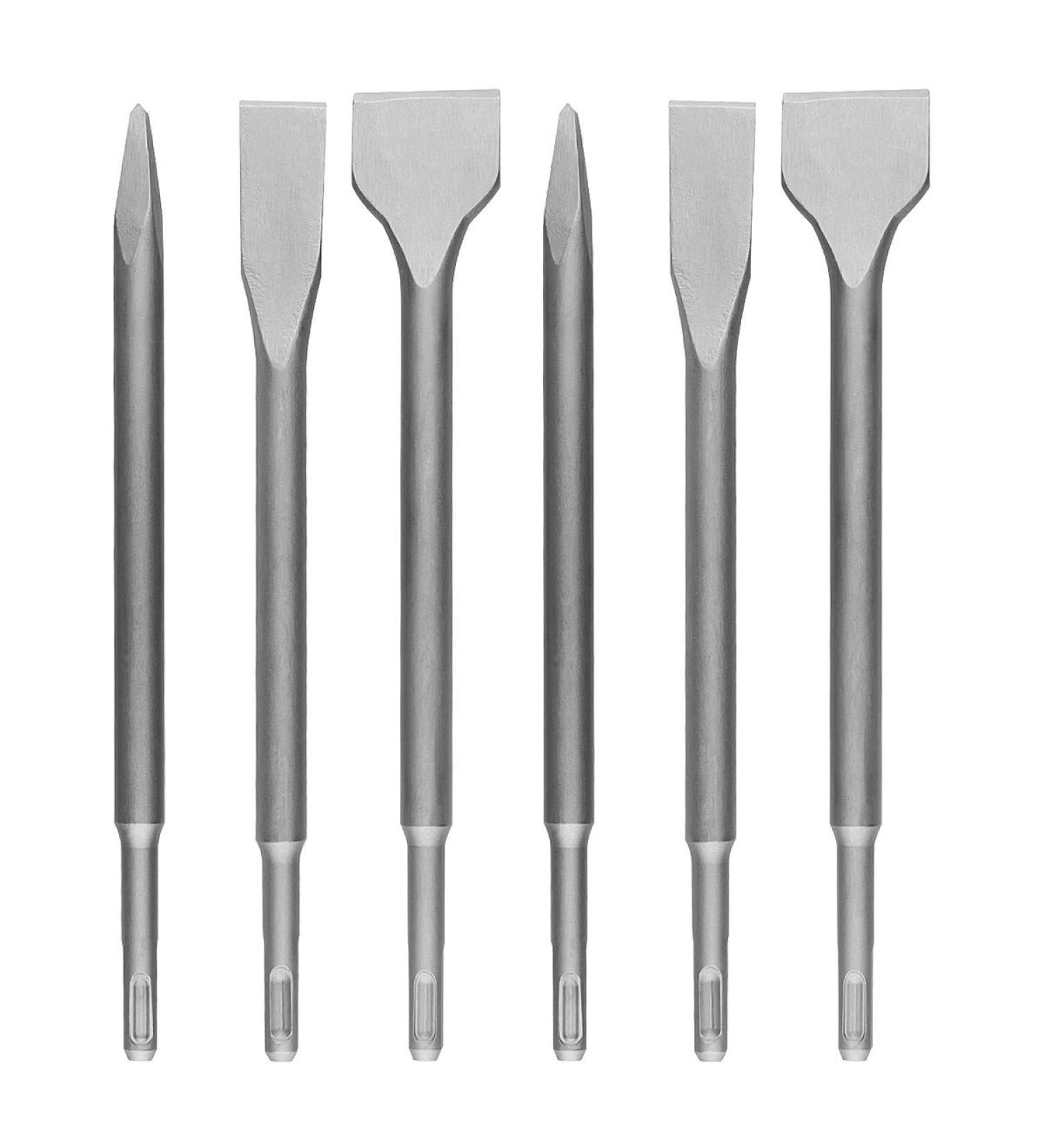6-Piece SDS Plus Chisel Set for Rotary Hammer Drill - Concrete Drill Bit Set with Point, 20mm, and 40mm Flat Chisels - Buy Online on GoSupps.com